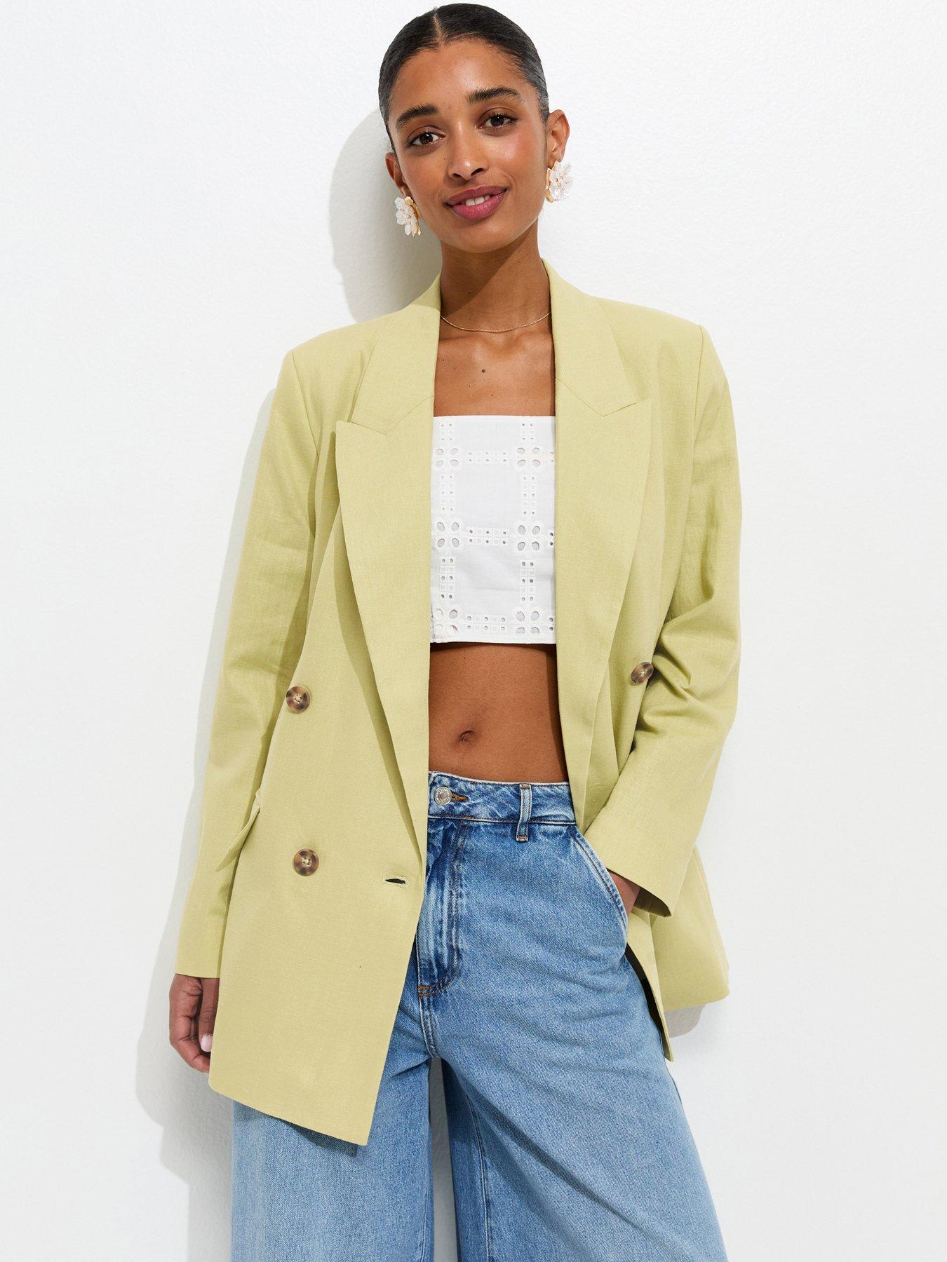 New Look Linen Blend Blazer - Green