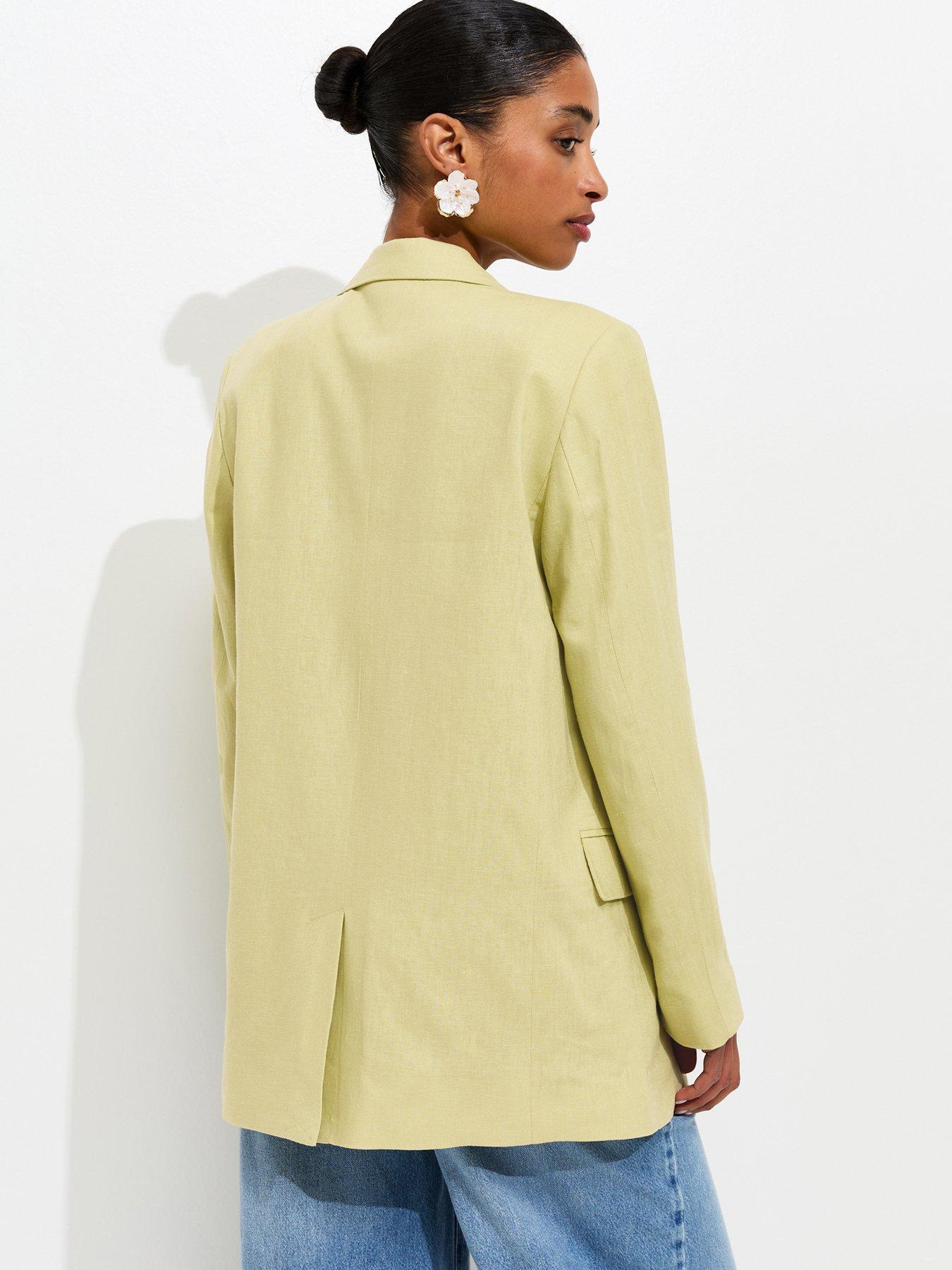 Image 2 of 5 of New Look Bright Green Linen Blend Blazer