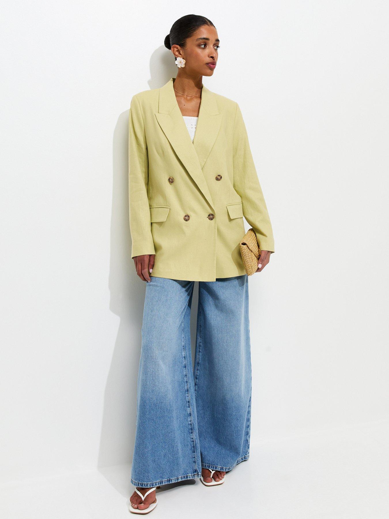 Image 3 of 5 of New Look Bright Green Linen Blend Blazer