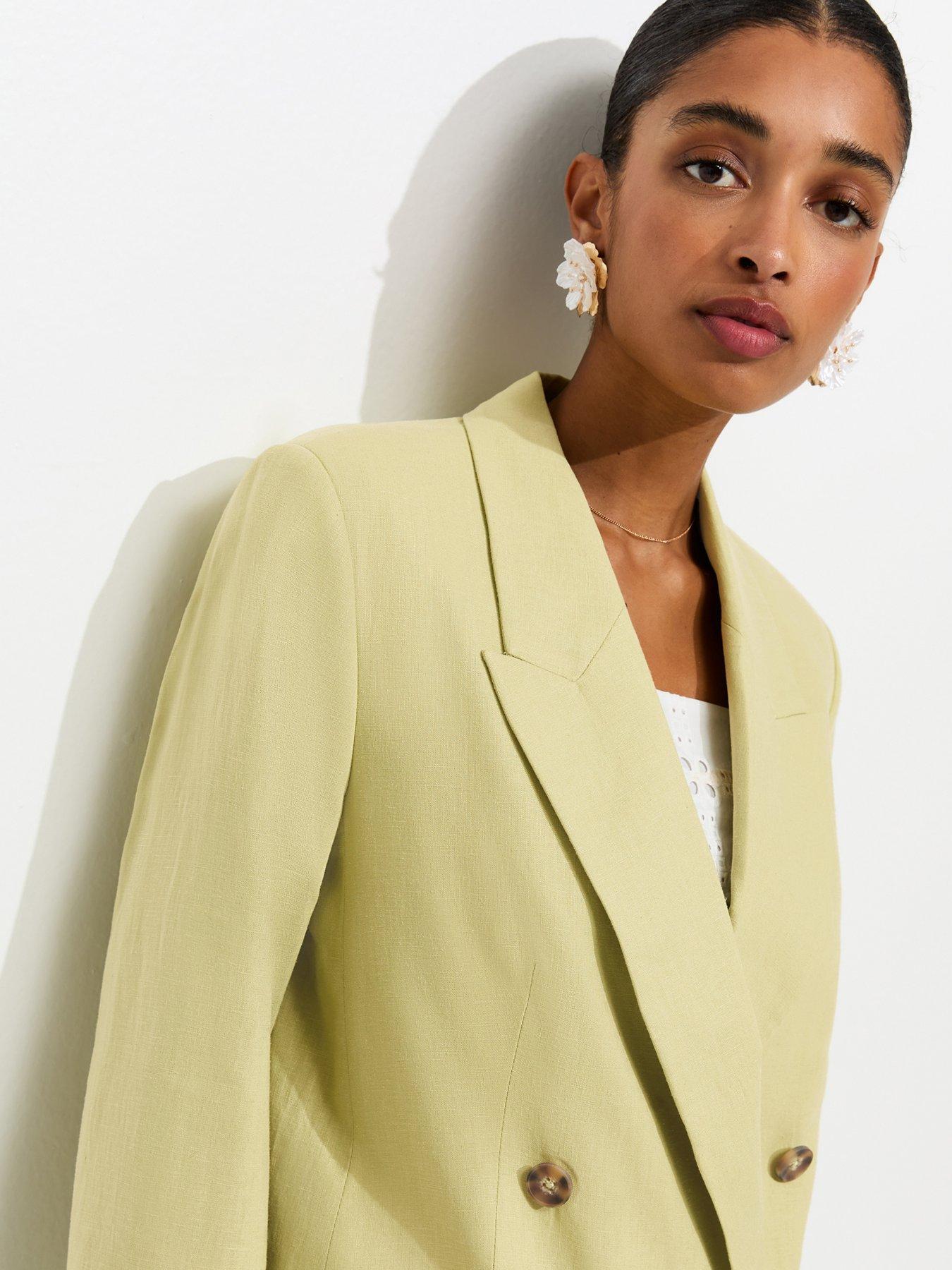 Image 4 of 5 of New Look Bright Green Linen Blend Blazer
