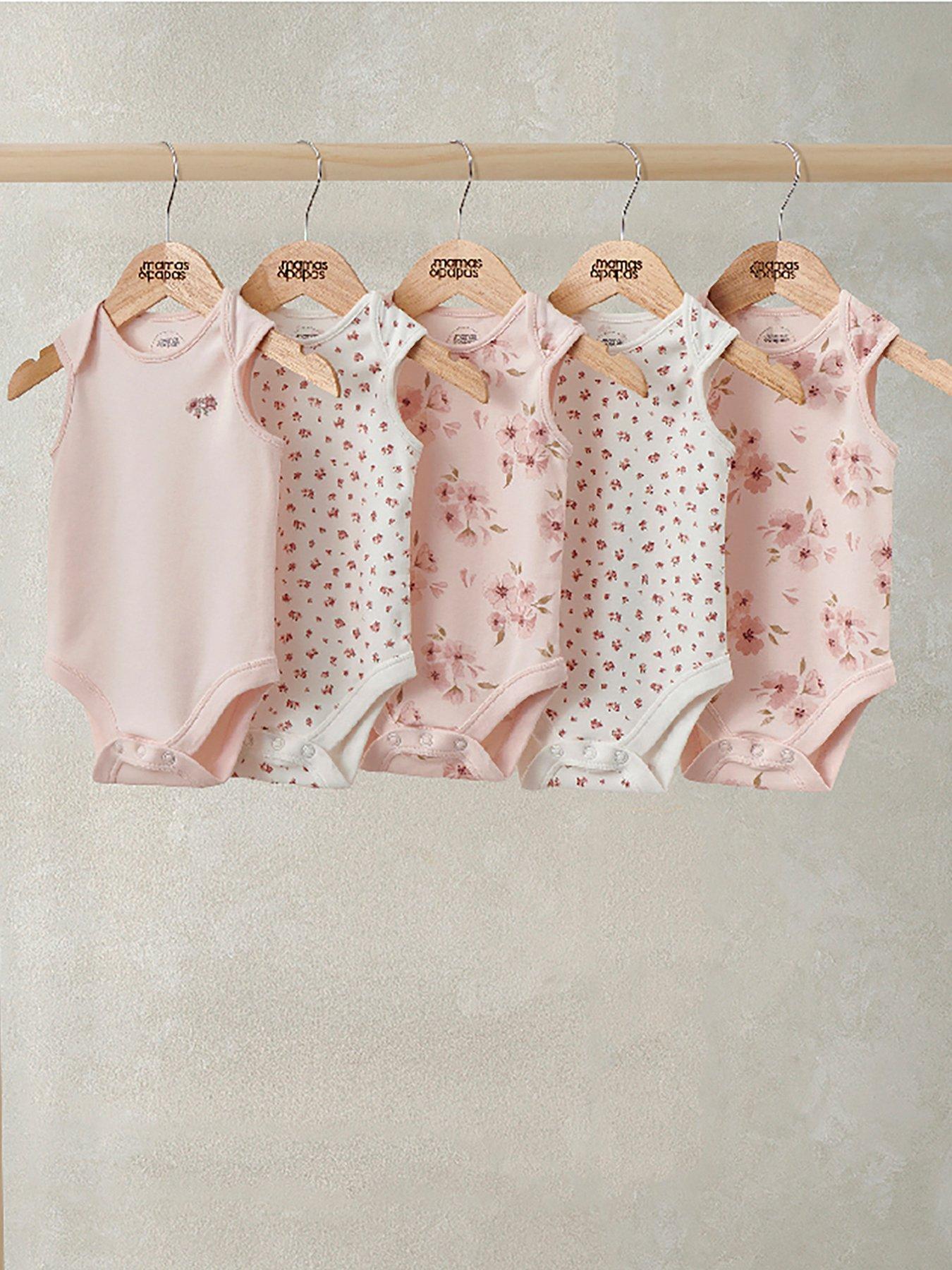 mamas-papas-baby-girls-5-pack-watercolour-bodysuits-multi