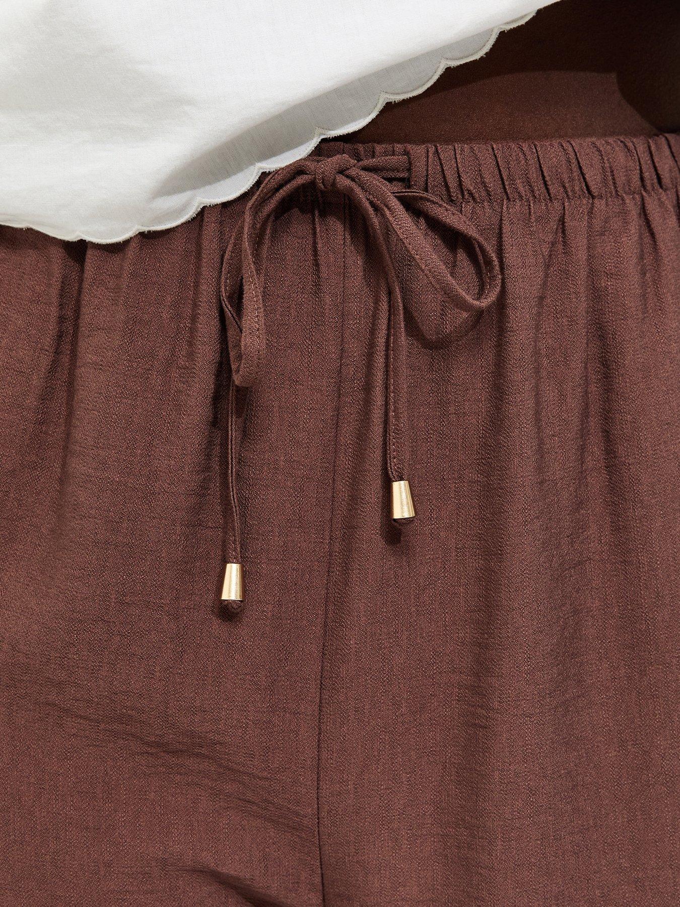 Image 5 of 5 of New Look Curves Woven Wide Leg Trousers - Dark Brown