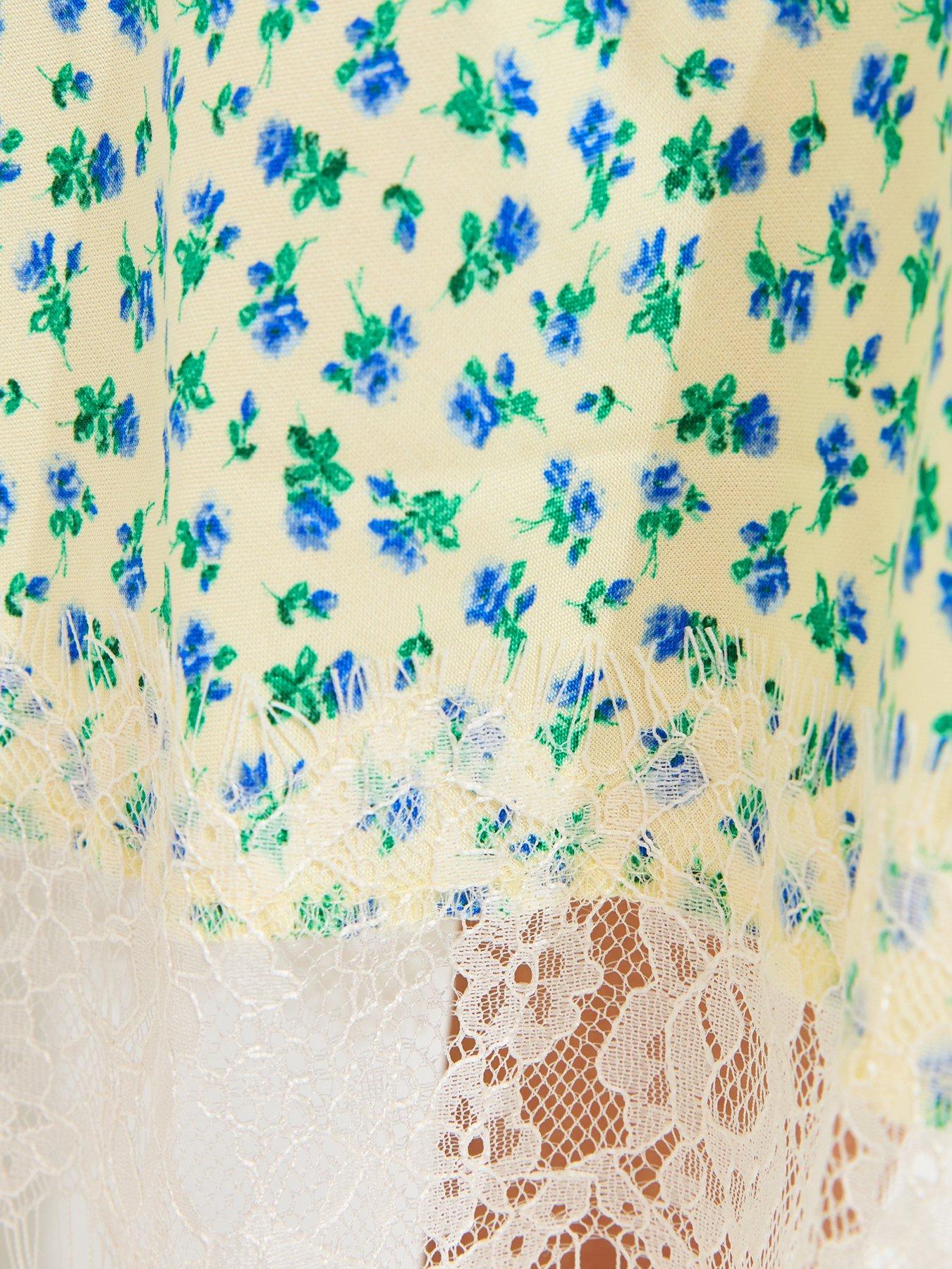 Image 5 of 5 of New Look Ditsy Floral Bias Cut Midi Skirt - Yellow
