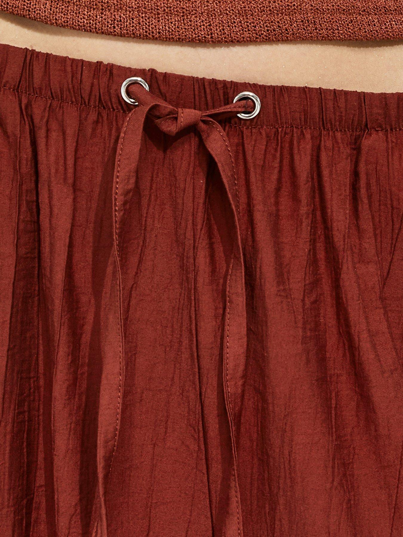 Image 4 of 4 of New Look Textured Balloon Trousers - Dark Red