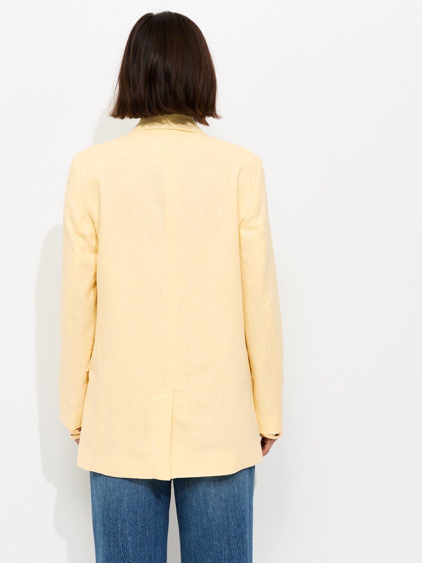 Image 2 of 5 of New Look Light Yellow Linen Blend Blazer