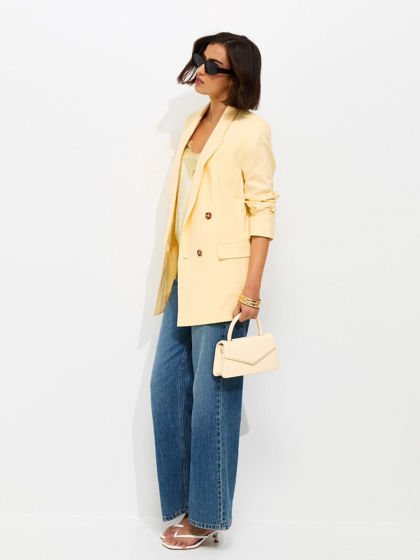 Image 3 of 5 of New Look Light Yellow Linen Blend Blazer