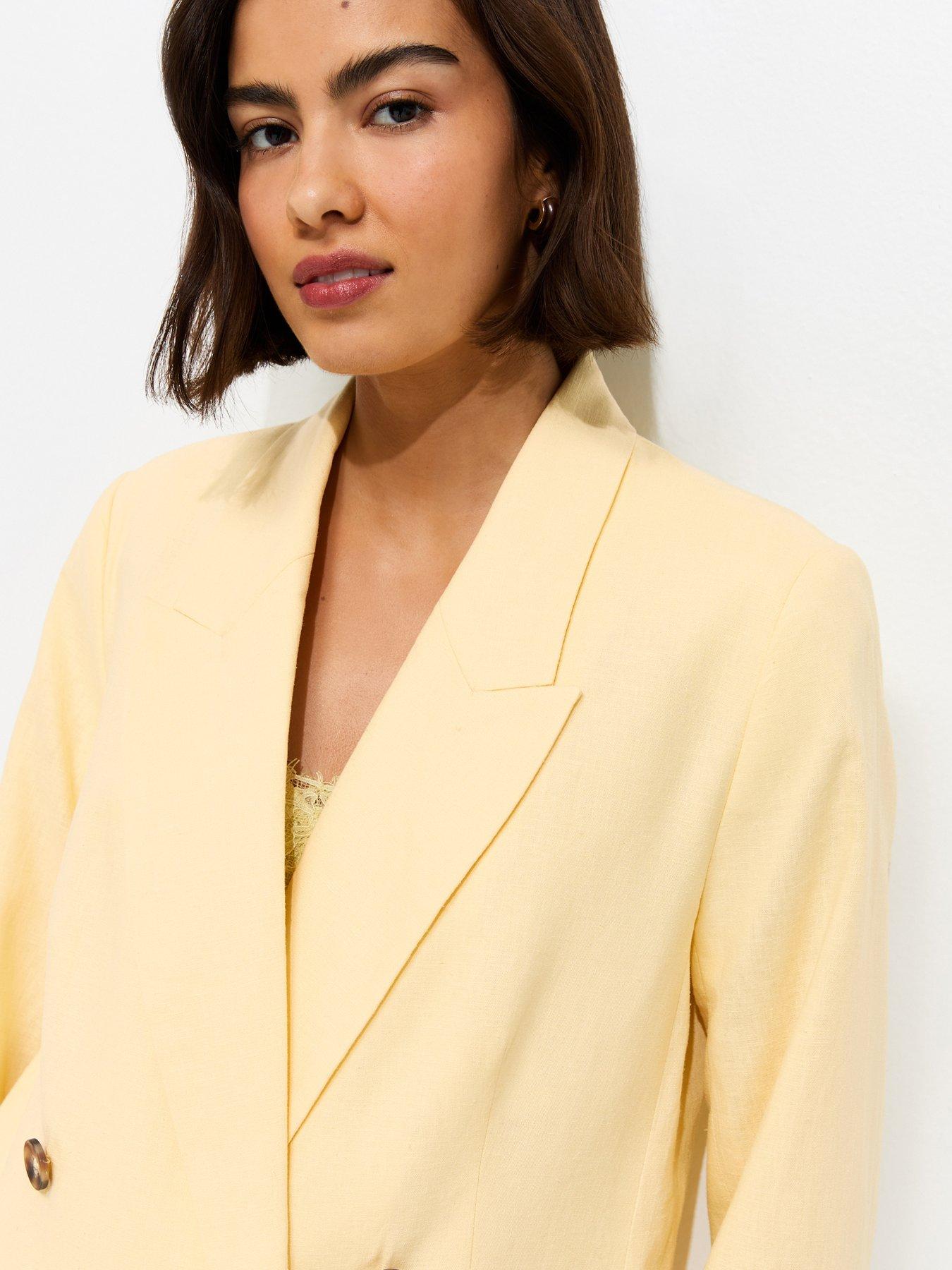 Image 4 of 5 of New Look Light Yellow Linen Blend Blazer