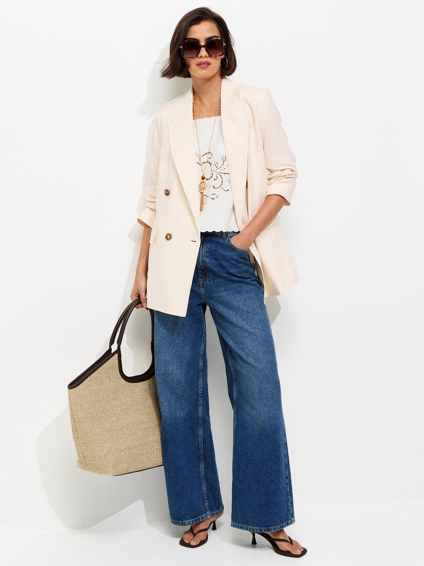 New Look Off White Linen Blend Blazer