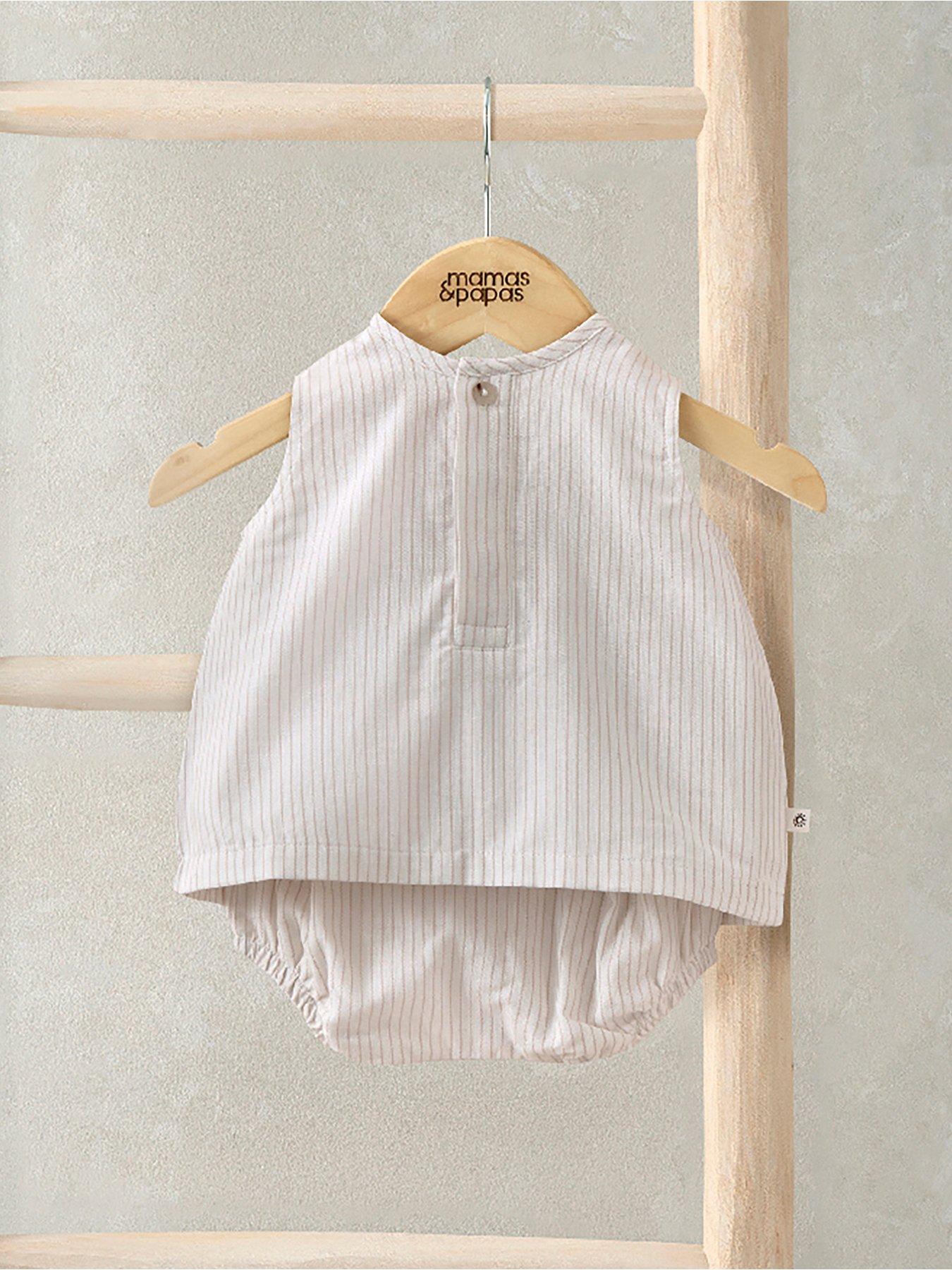 Mamas & Papas Baby Unisex 2 Piece Stripe Sleeveless Top & Linen Shorts Set - Cream
