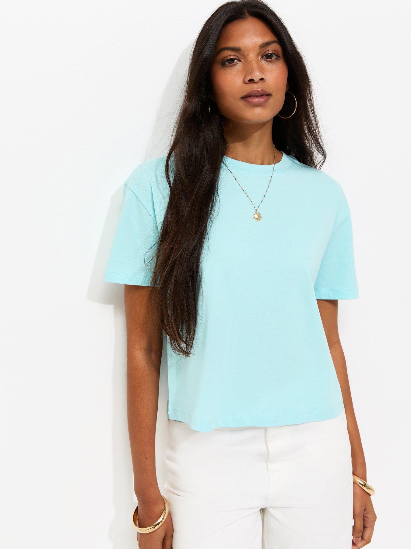 New Look Cotton Boxy Fit T-Shirt - Light Blue