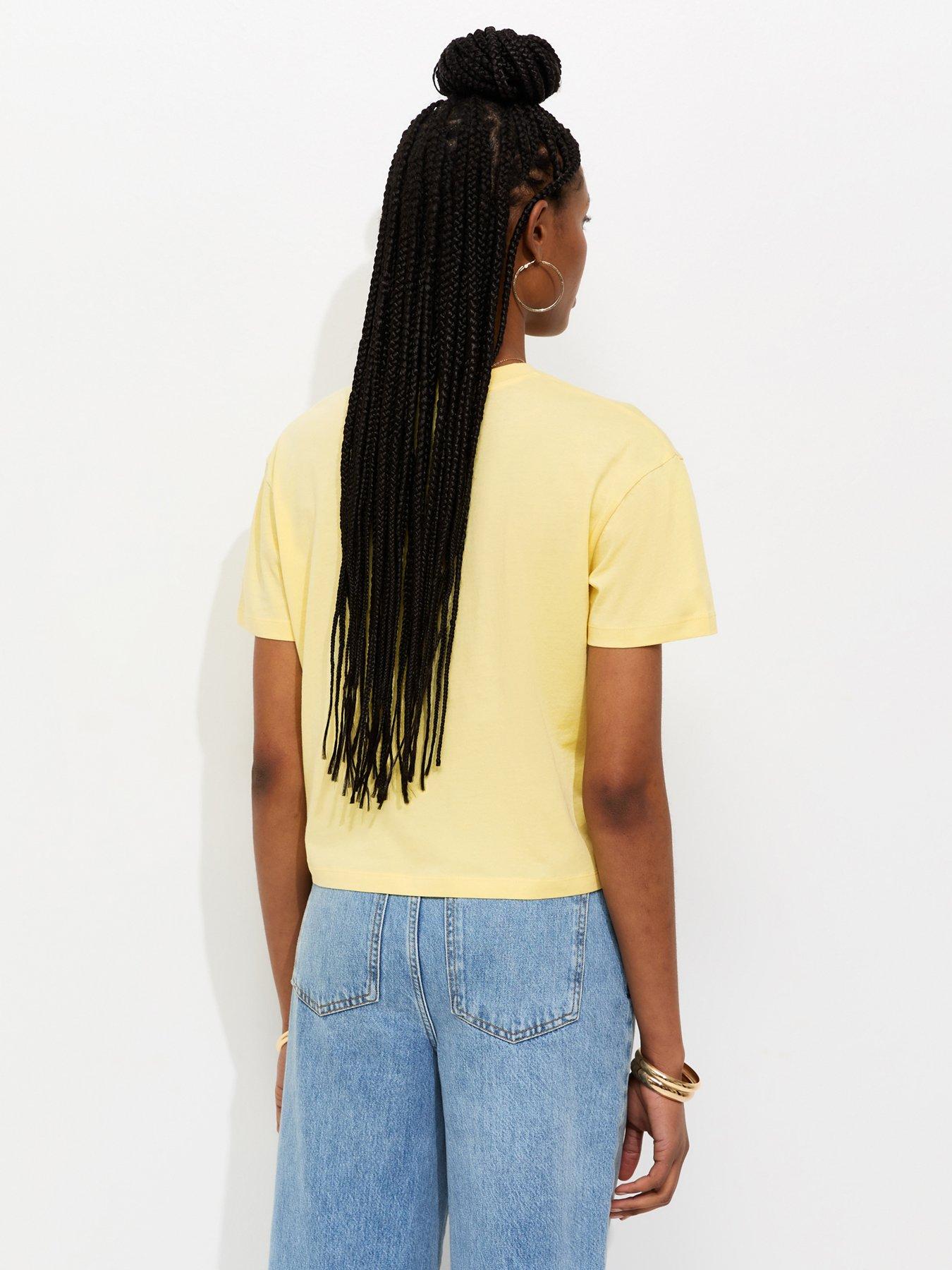 Image 2 of 5 of New Look Light Yellow Cotton Boxy Fit T-shirt