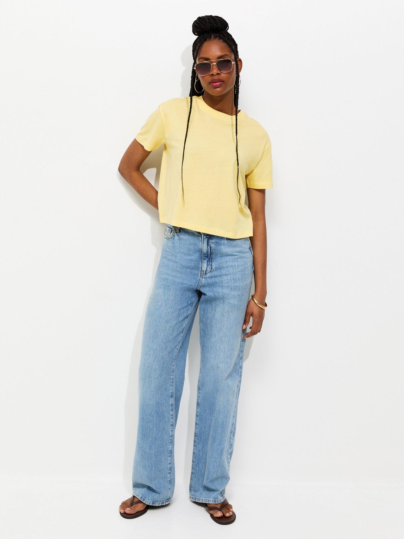 Image 3 of 5 of New Look Light Yellow Cotton Boxy Fit T-shirt