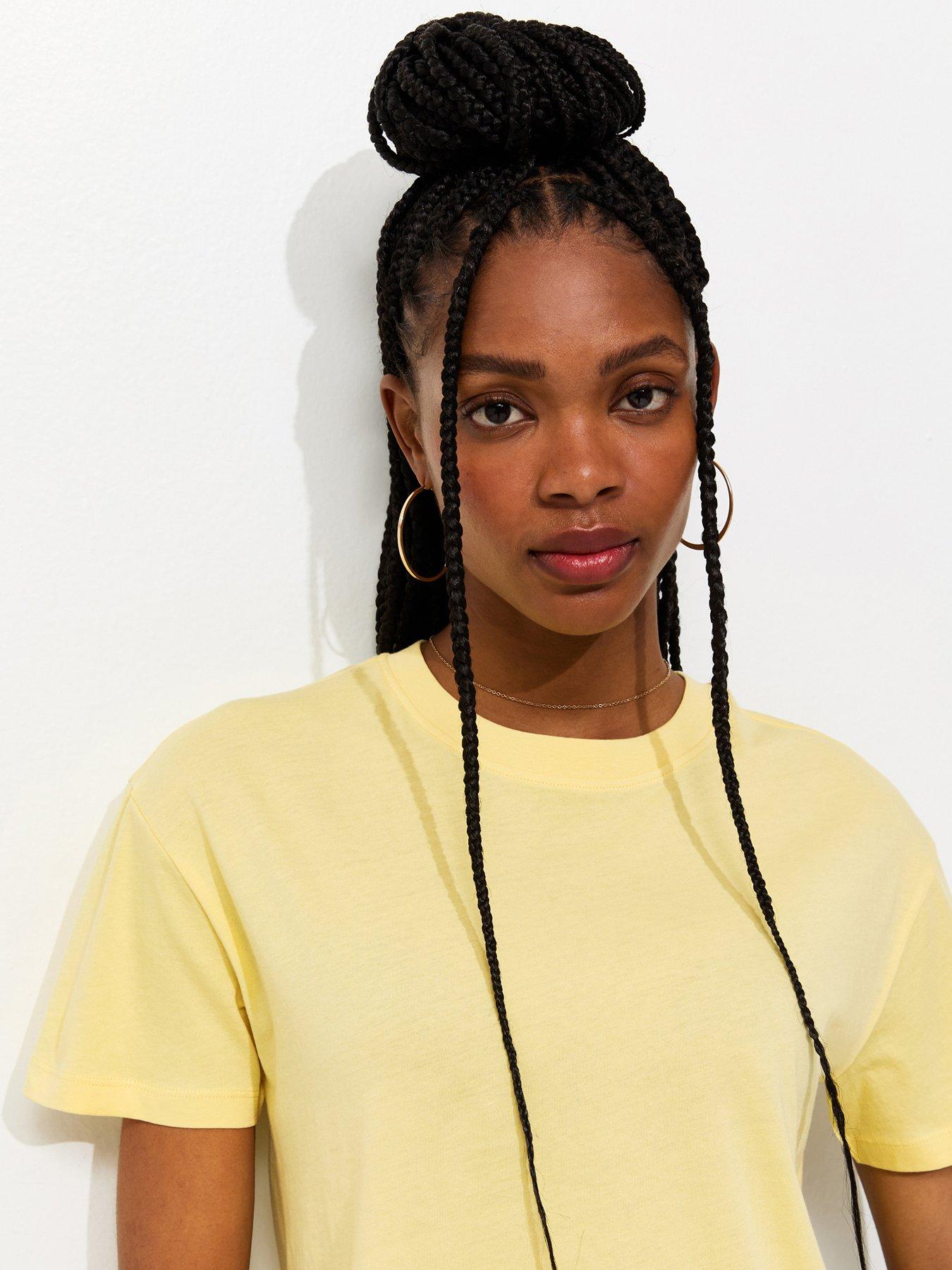 Image 4 of 5 of New Look Light Yellow Cotton Boxy Fit T-shirt
