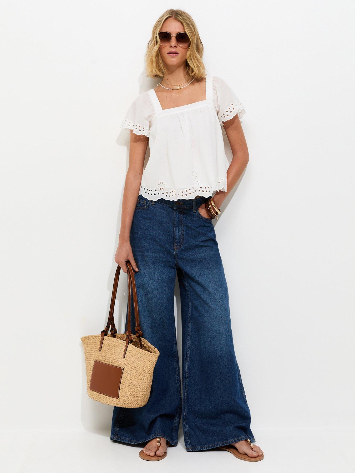 Image 3 of 5 of New Look Embroidered Square Neck Blouse - White