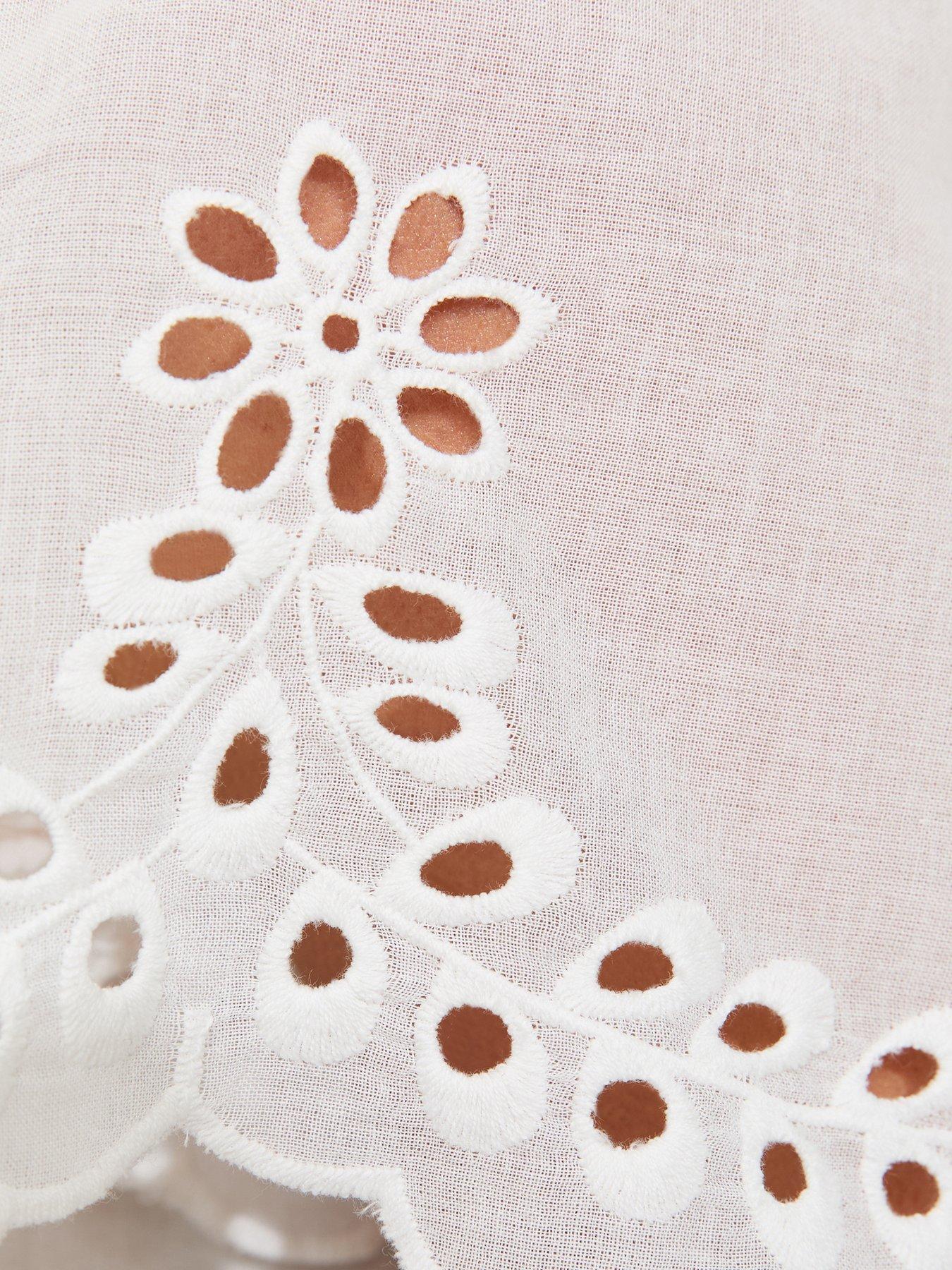 Image 5 of 5 of New Look Embroidered Square Neck Blouse - White