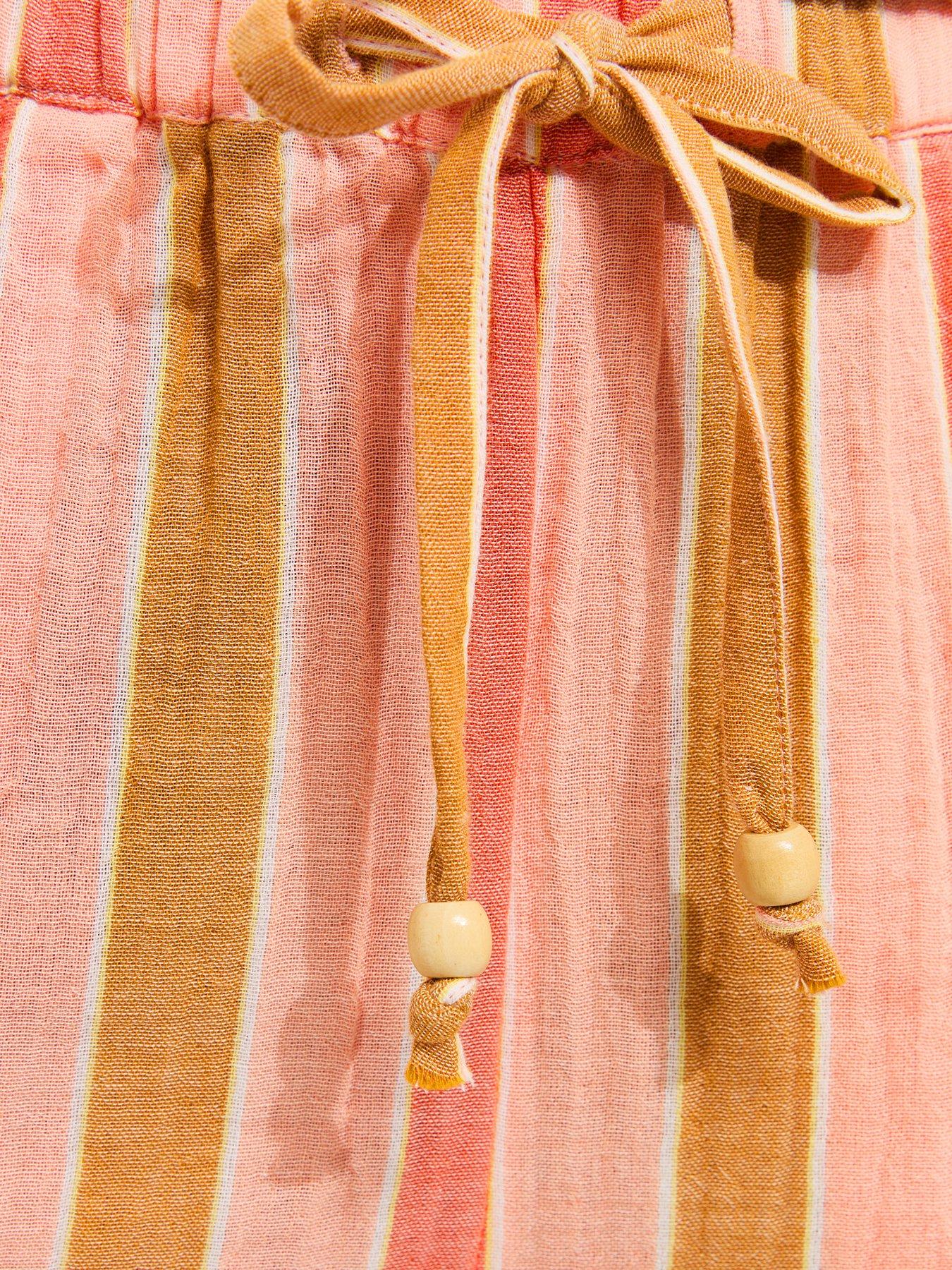 Image 3 of 3 of New Look Cotton Striped Wide Leg Trousers - Pink