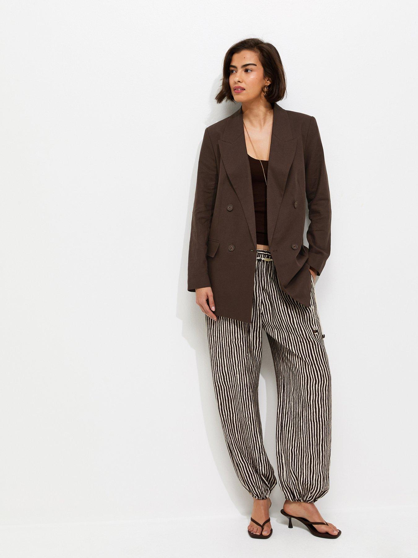 Image 3 of 6 of New Look Dark Brown Linen Blend Blazer