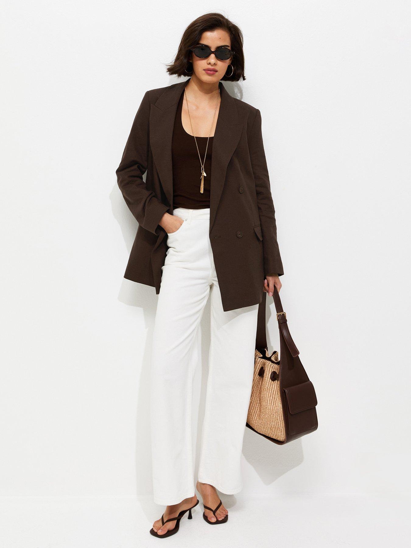 Image 4 of 6 of New Look Dark Brown Linen Blend Blazer