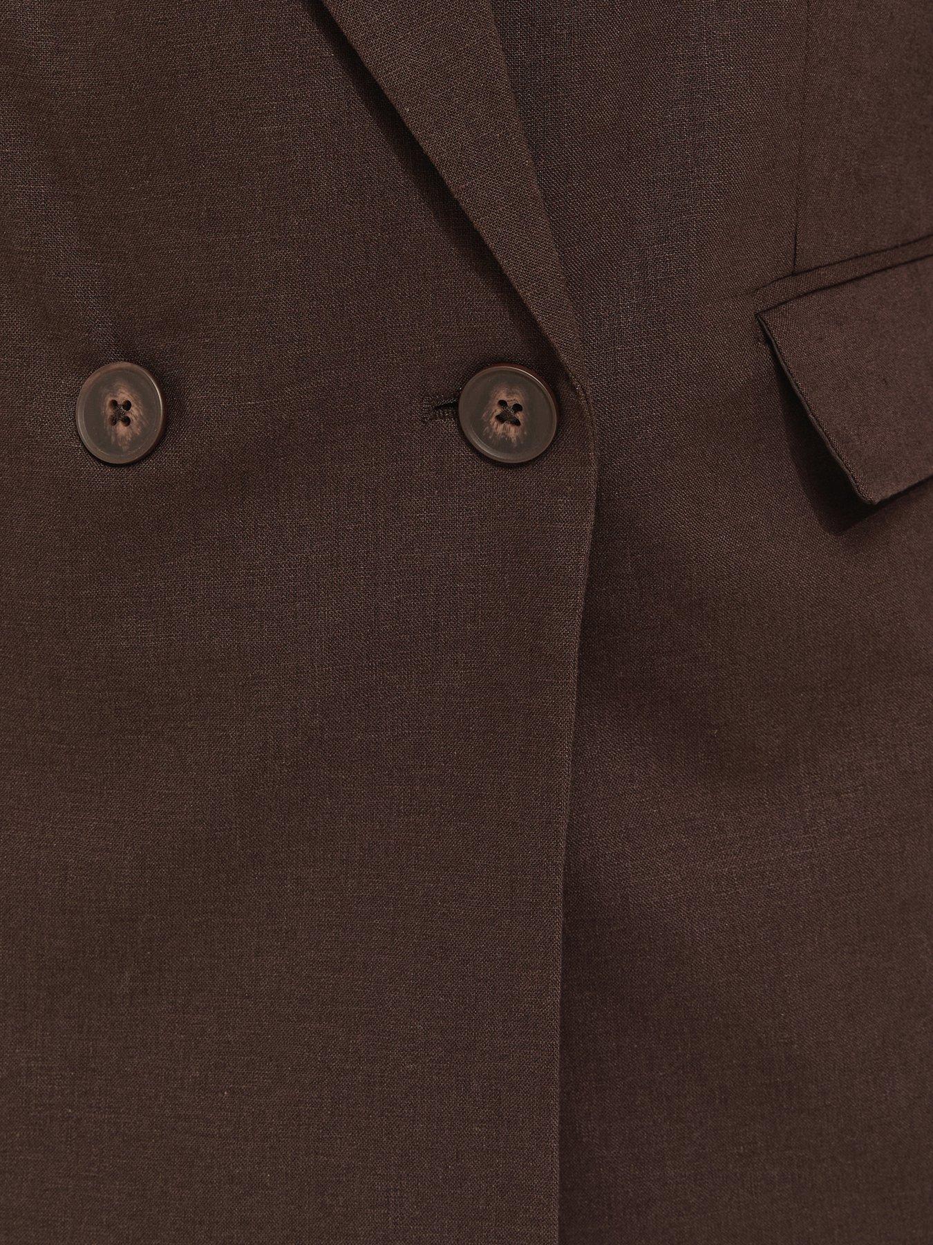 Image 6 of 6 of New Look Dark Brown Linen Blend Blazer