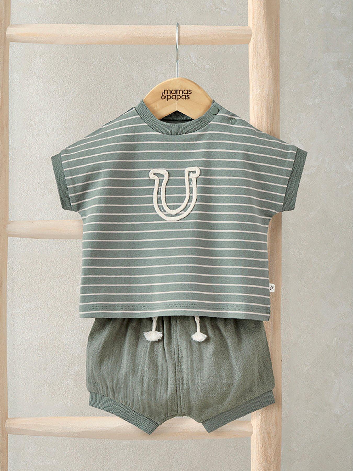 mamas-papas-baby-boys-horseshoe-tshirt-shorts-set-green