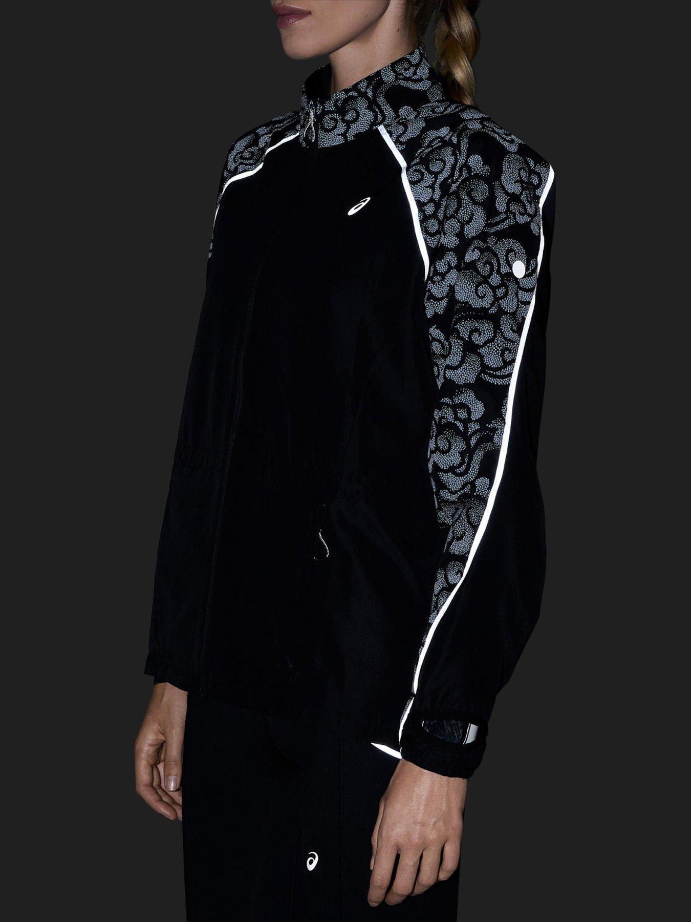 Image 4 of 7 of Asics Womens Lite-Show Reflective Packable Water-Repellent Running Jacket - Black