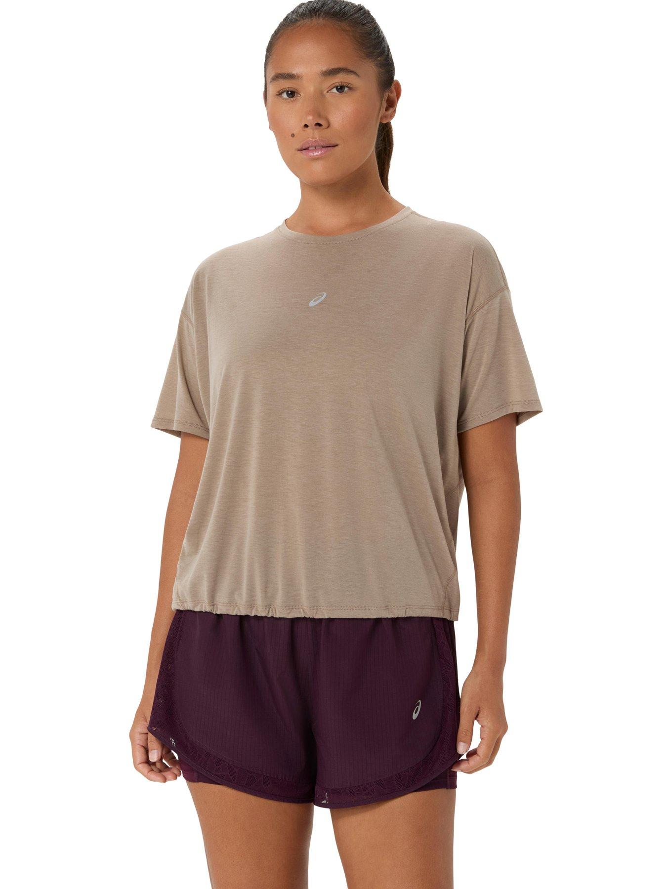 Image 1 of 6 of Asics Womens Running Nagino Run Short Sleeve Top - Brown
