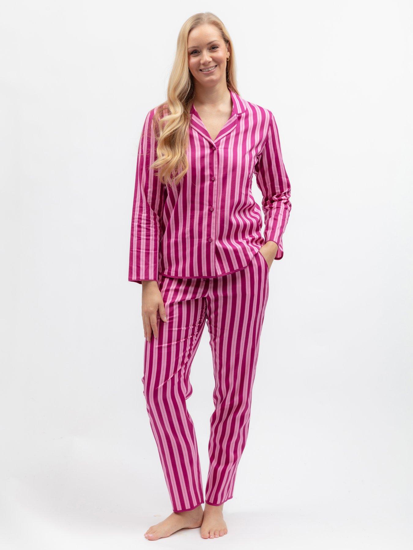 Cyberjammies Cyberjammies Belle Magenta Printed Stripe L/Slv Pyjama Top  &  Bottoms Set