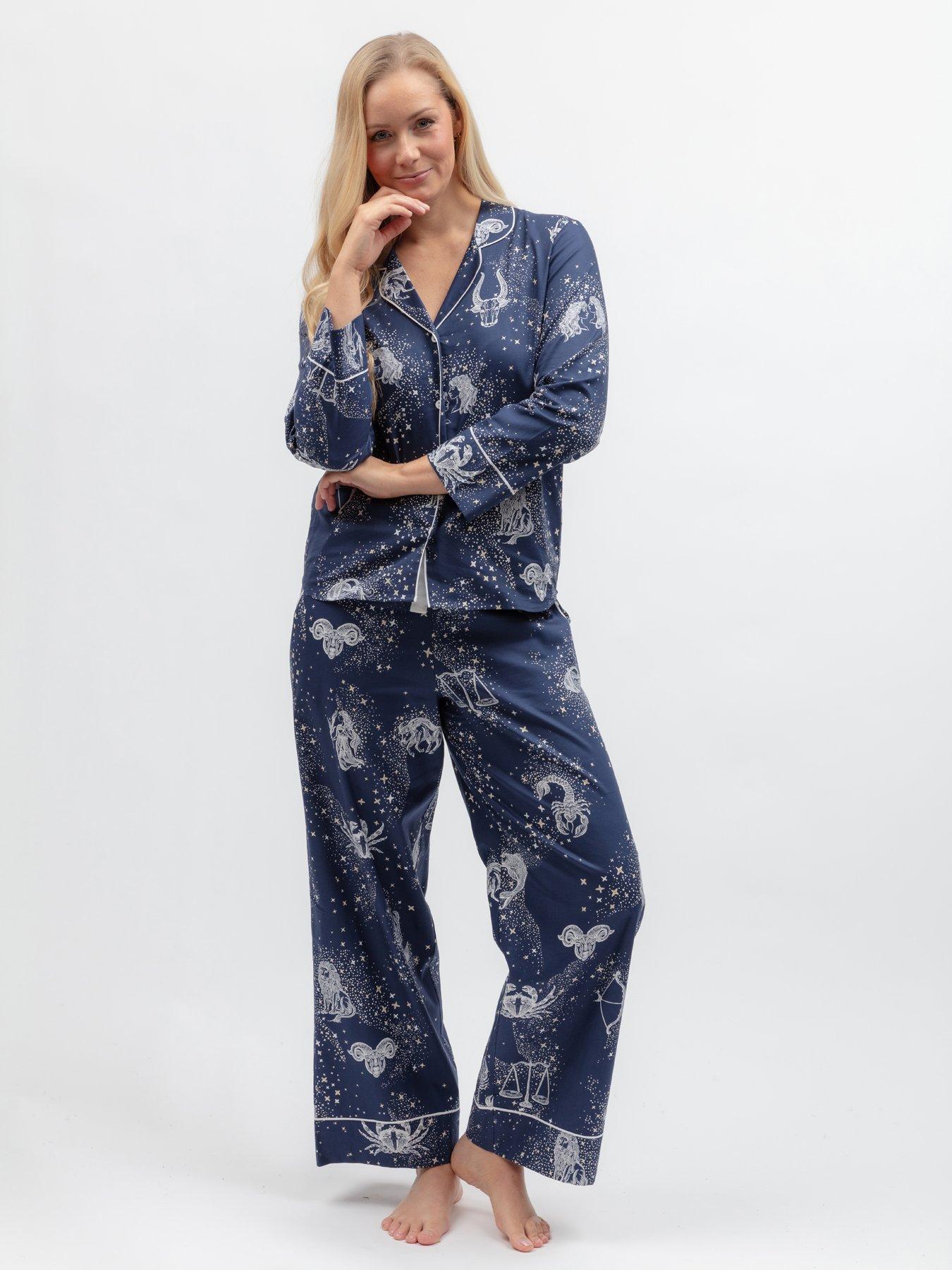 Cyberjammies Cyberjammies Celestial Nights Navy Zodiac Print L/Slv Pyjama Top  &  Bottoms Set