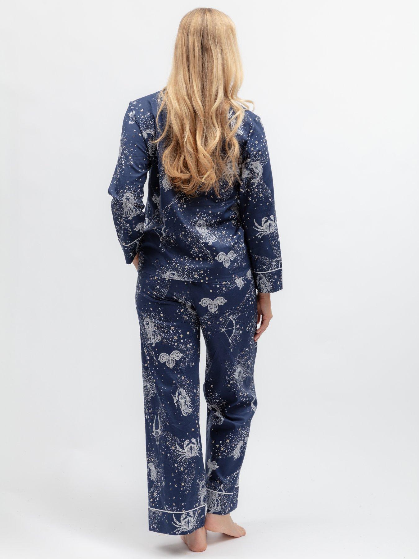 Image 2 of 6 of Cyberjammies Cyberjammies Celestial Nights Navy Zodiac Print L/Slv Pyjama Top &amp; Bottoms Set