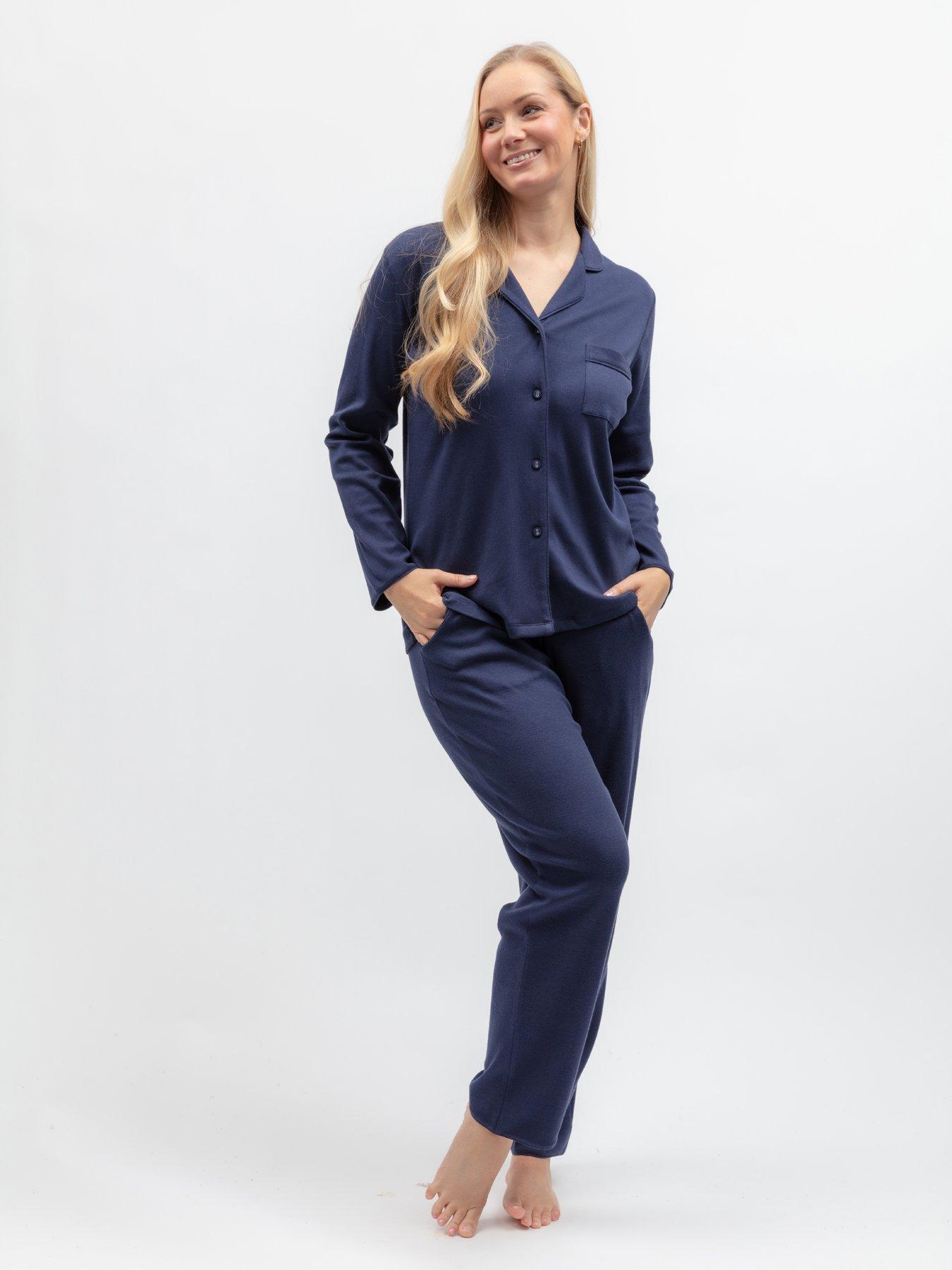 Cyberjammies Cyberjammies Celestial Nights Navy Revere 2X2 Ribbed Jersey L/Slv Pyjama Top  &  Bottoms Set