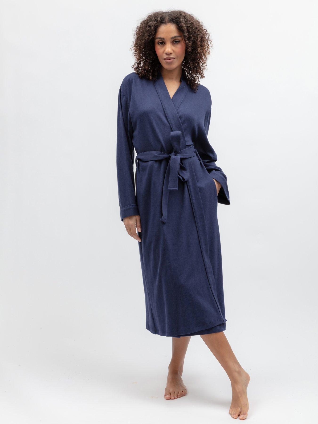 Cyberjammies Celestial Night Navy 2X2 Ribbed Jersey Long Sleeve Long Dressing Gown - Dark Blue