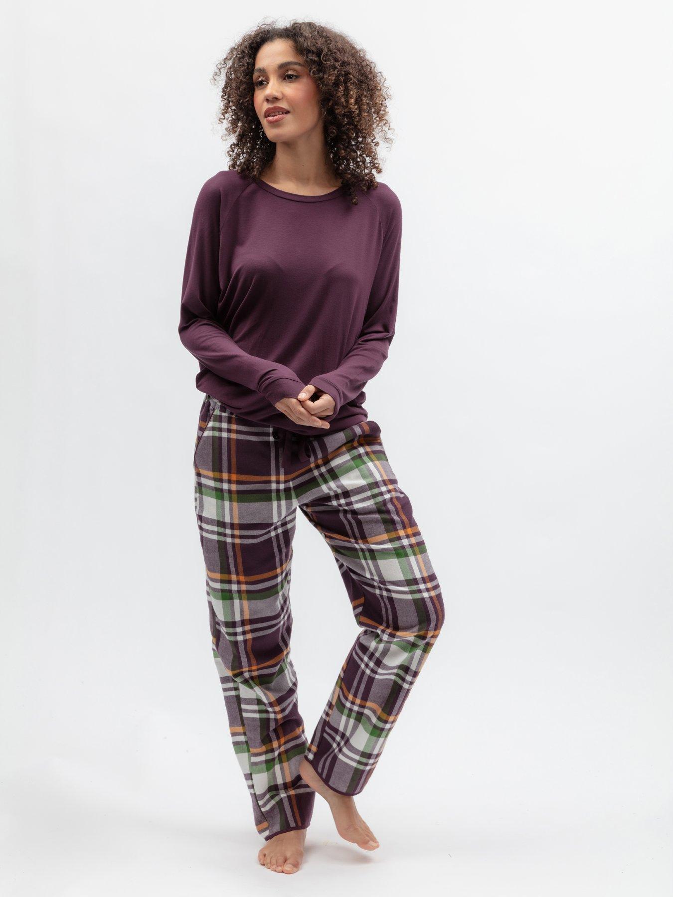 Cyberjammies Cyberjammies Wild Slumber Plum Slouch Longsleeve Jersey Top  &  Brushed Pyjama Checks Set