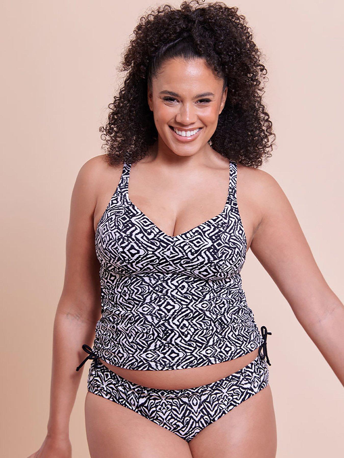 Image 2 of 6 of Curvy Kate Wild Horizon Non-wired Multiway Tankini Top - Black Print