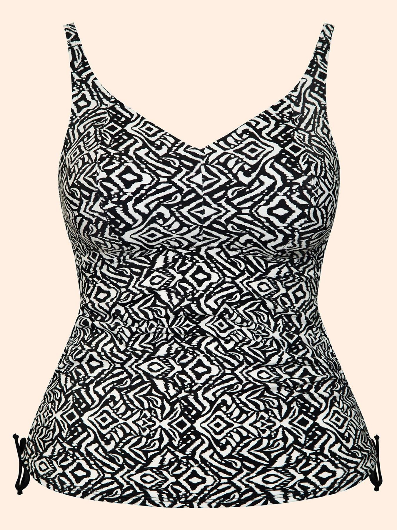 Image 6 of 6 of Curvy Kate Wild Horizon Non-wired Multiway Tankini Top - Black Print