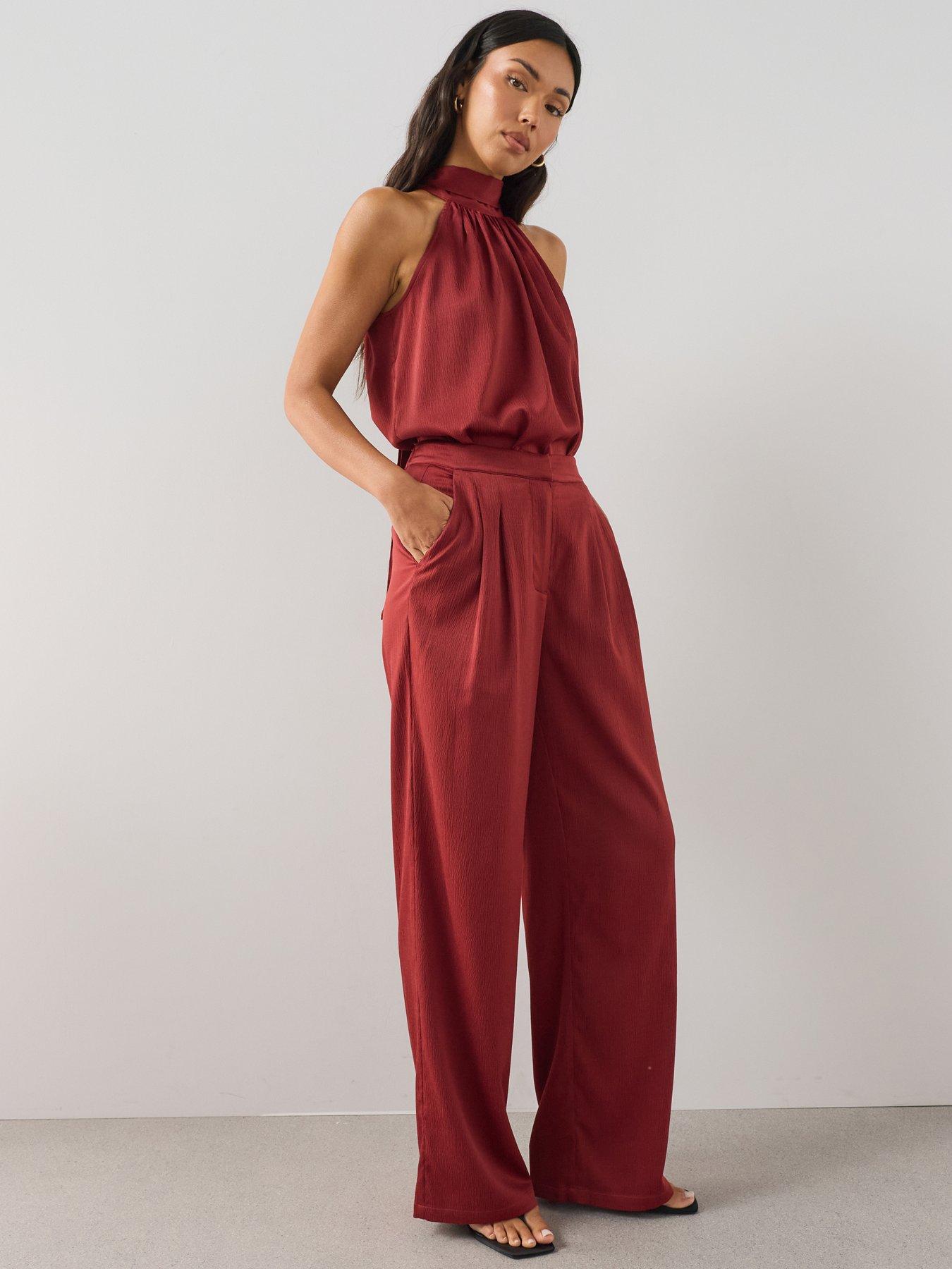 The Very Collection Textured Wide Leg Satin Trousers