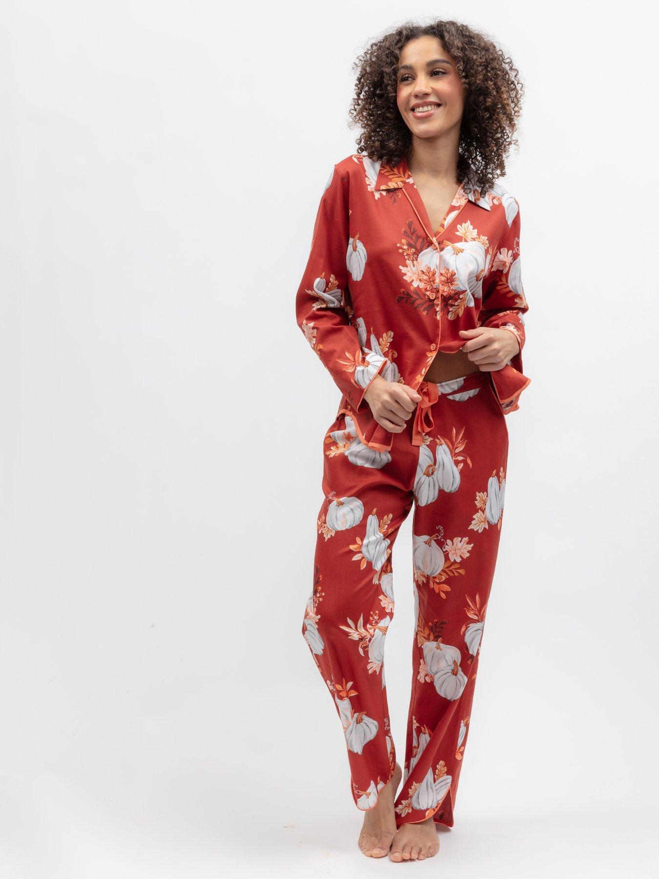 Cyberjammies Cyberjammies Pumpkin Spice Burnt Orange Pumpkin Print L/Slv Pyjama Top  &  Bottoms Set