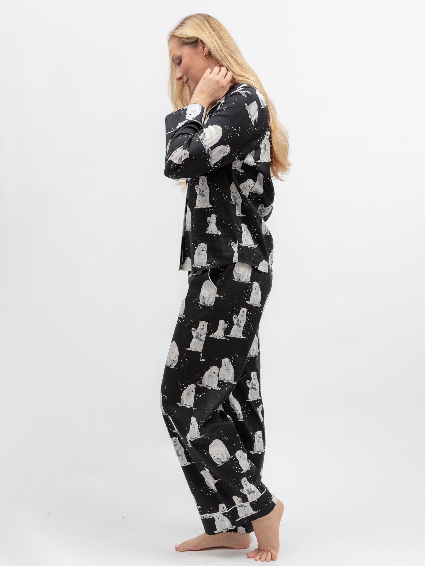 Image 5 of 6 of Cyberjammies Cyberjammies Polar Drift Black Polar Bear Print L/Slv Pyjama Top &amp; Bottoms Set