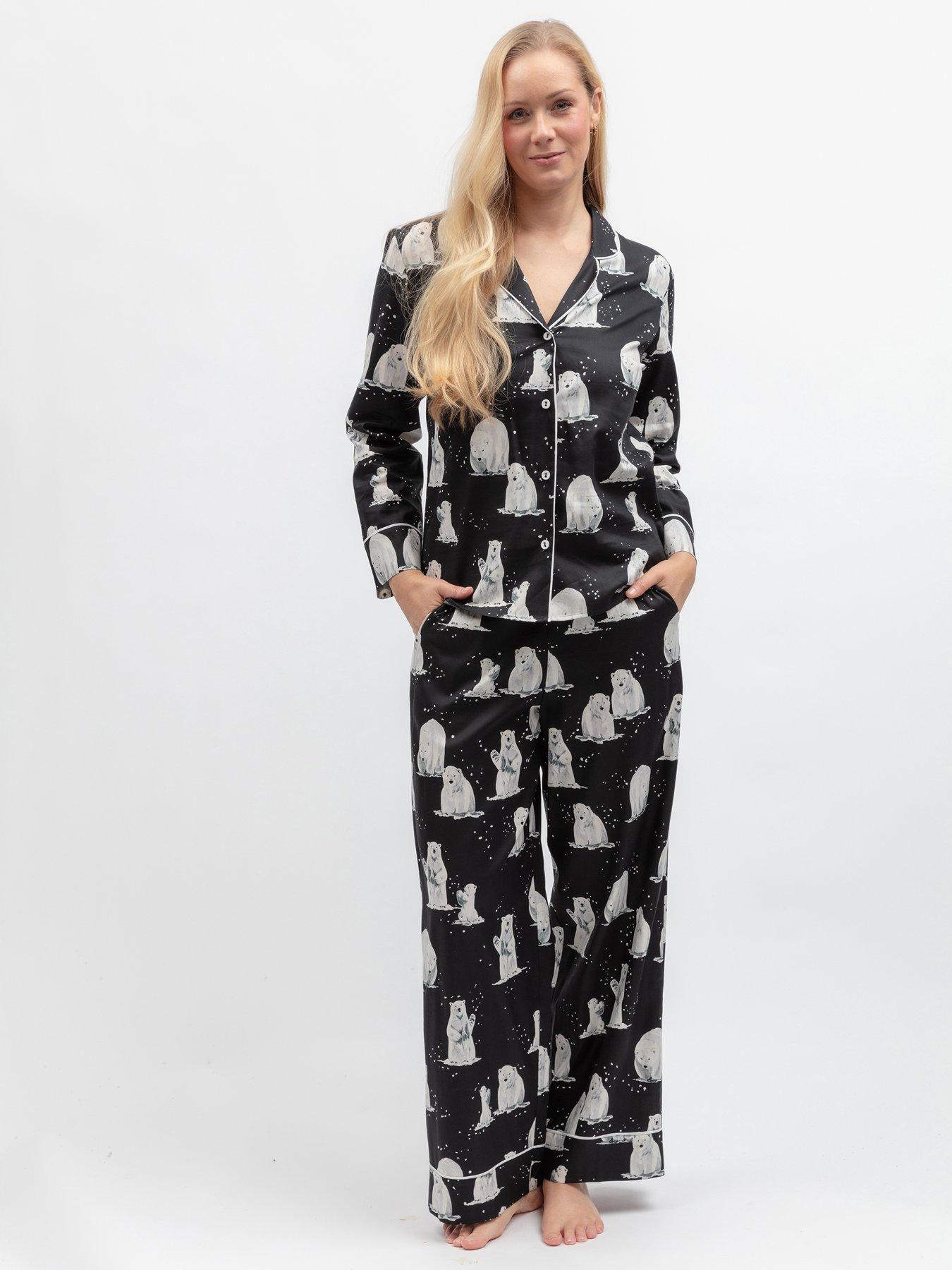Image 6 of 6 of Cyberjammies Cyberjammies Polar Drift Black Polar Bear Print L/Slv Pyjama Top &amp; Bottoms Set