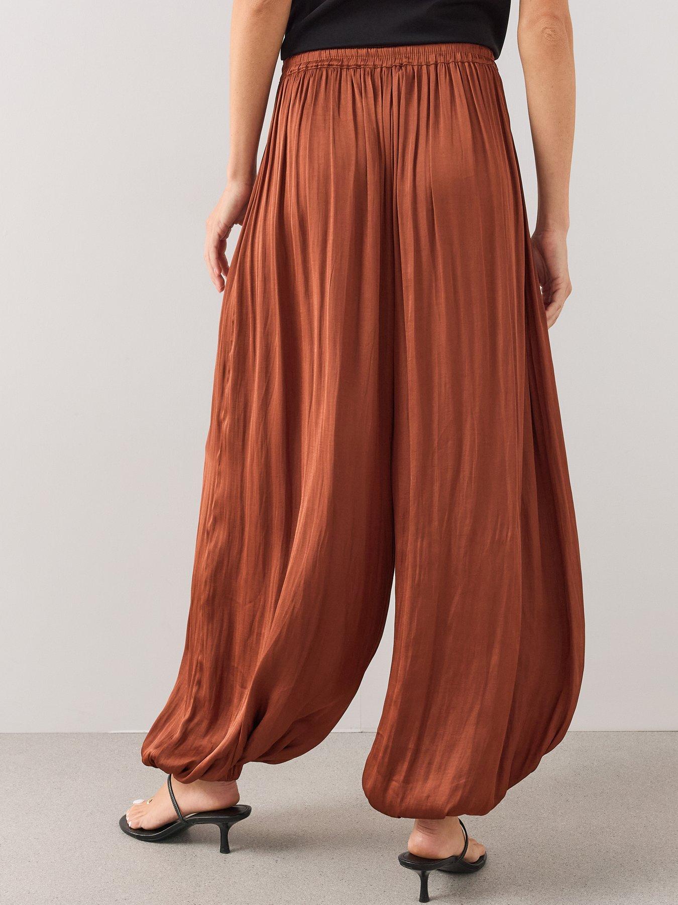 Image 2 of 7 of The Very Collection Satin Balloon Trousers - Orange