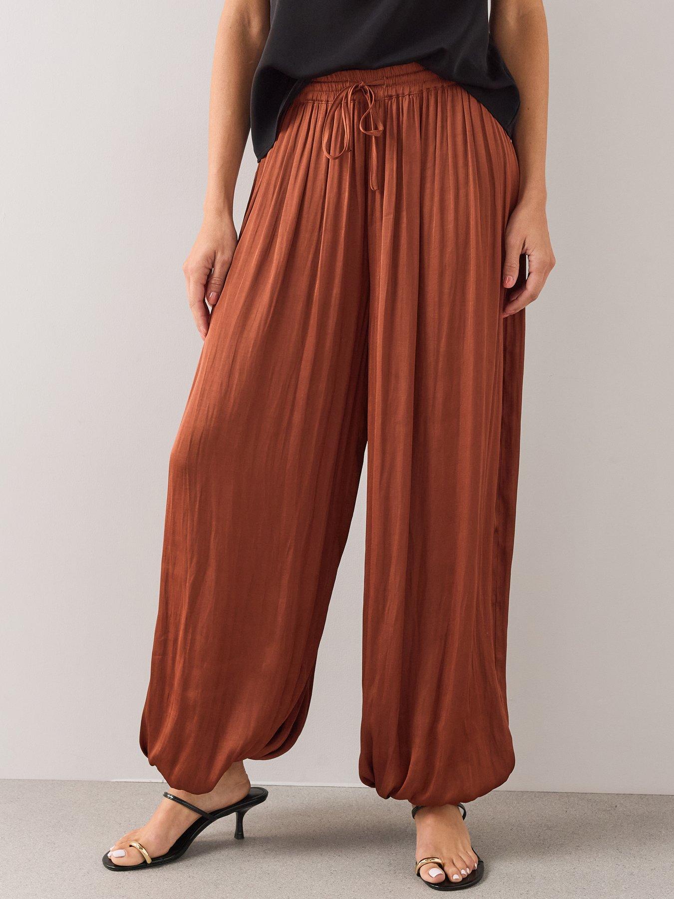 Image 4 of 7 of The Very Collection Satin Balloon Trousers - Orange
