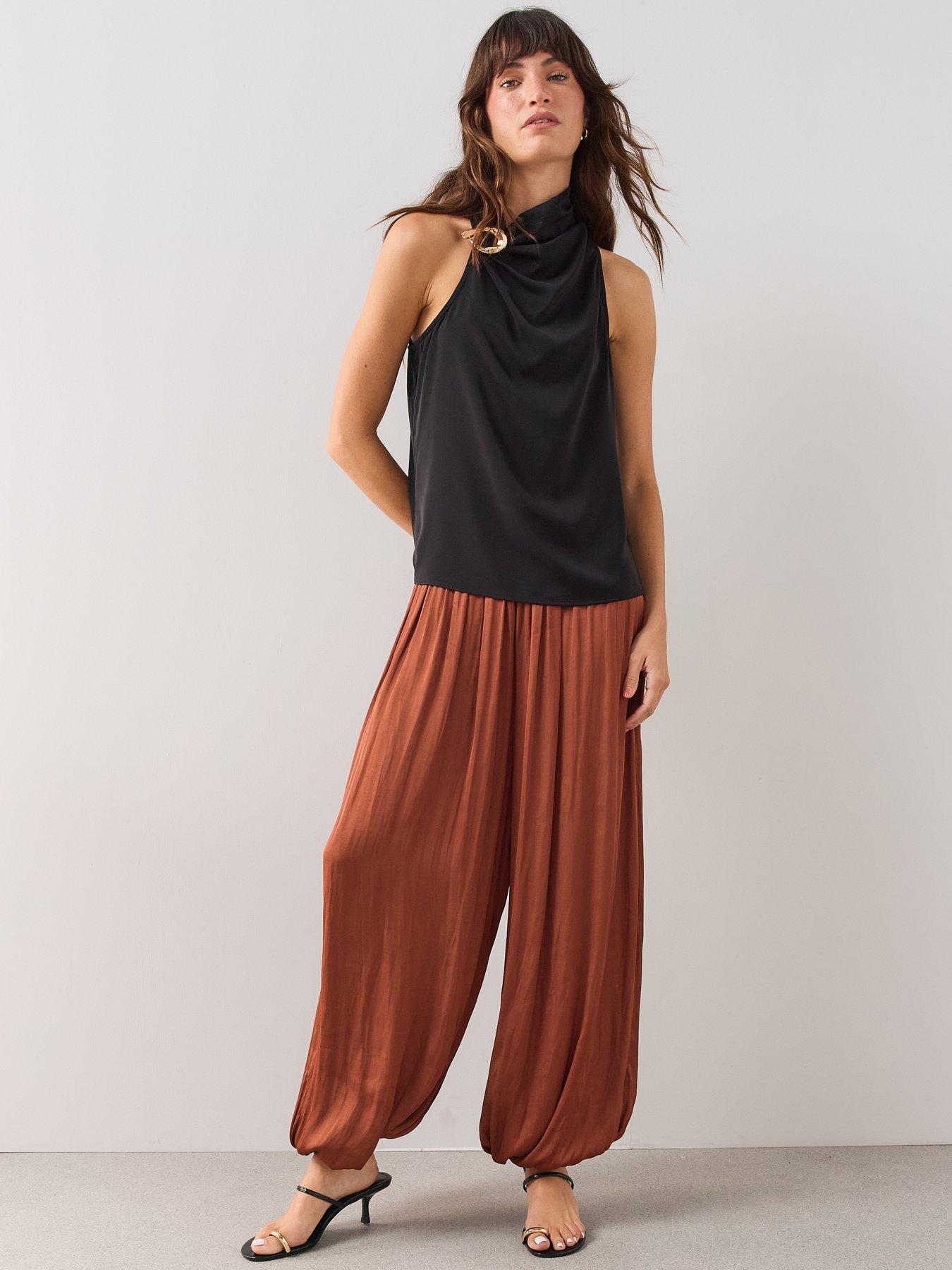 Image 5 of 7 of The Very Collection Satin Balloon Trousers - Orange