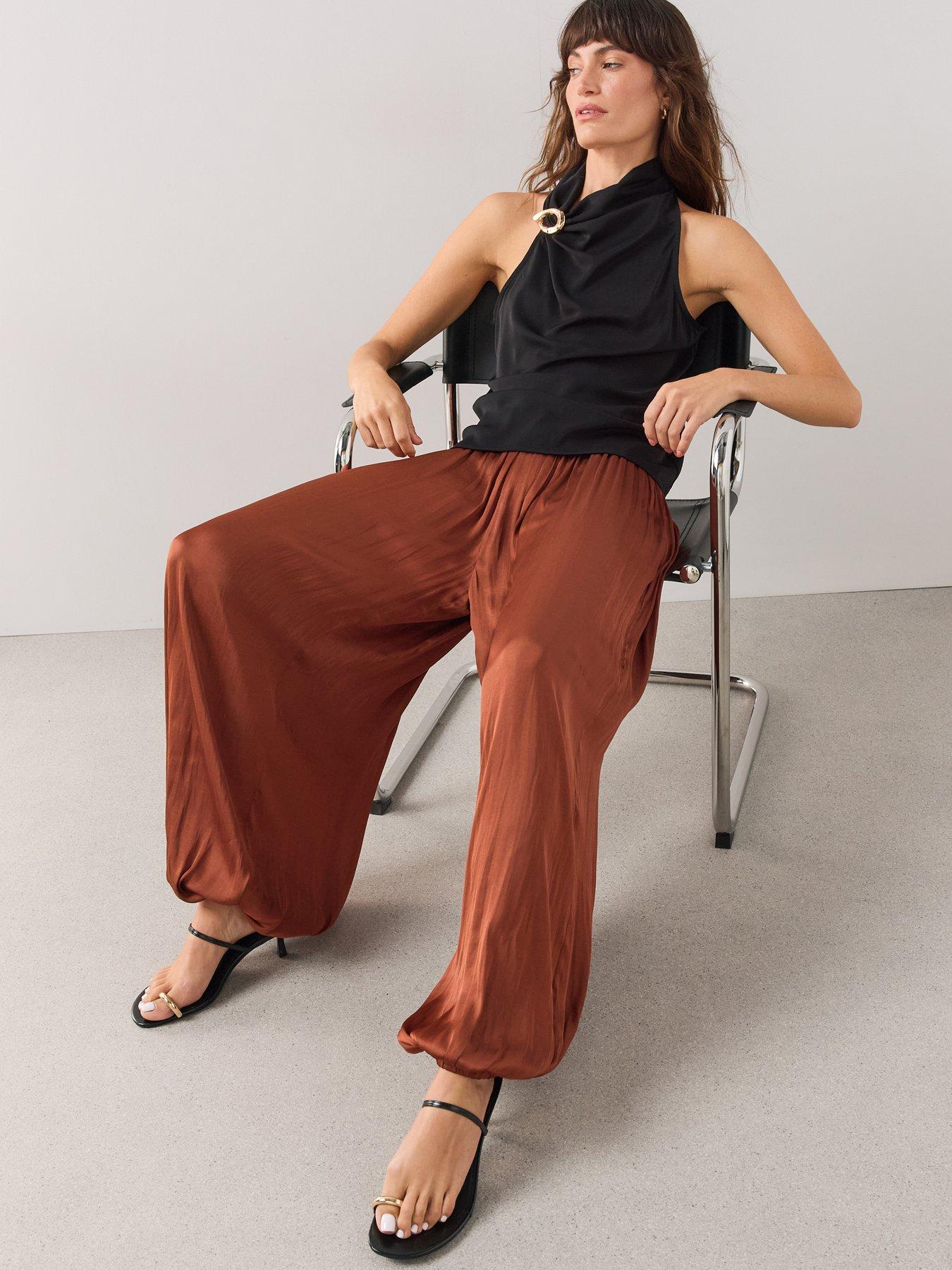 Image 6 of 7 of The Very Collection Satin Balloon Trousers - Orange