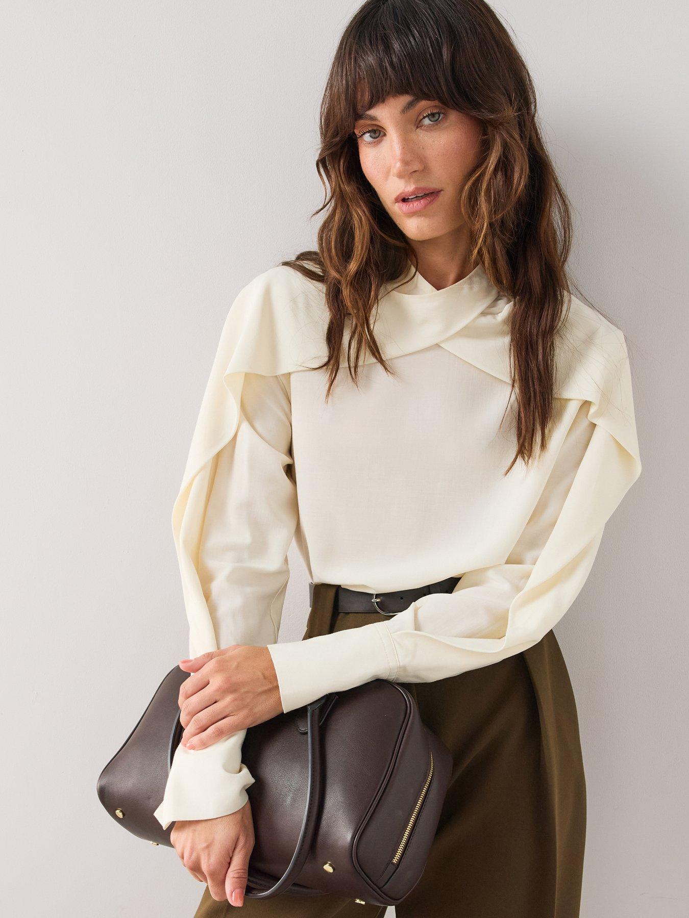 The Very Collection Cross Cape Blouse - Cream