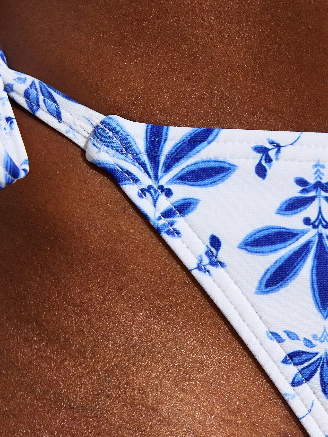 Image 5 of 6 of New Look Floral Print Tie Side Bikini Briefs - Blue