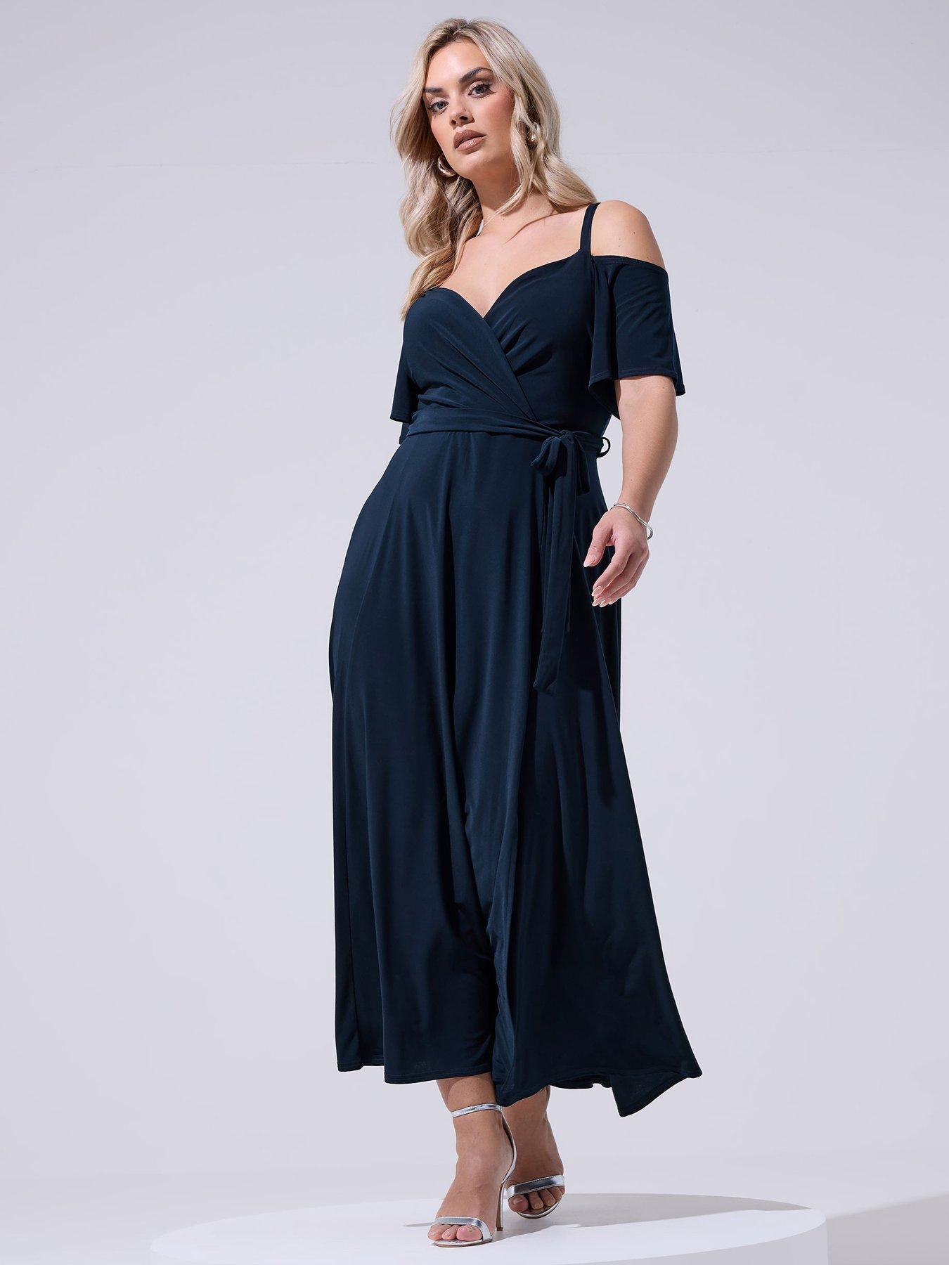Image 1 of 5 of Yours Curve Cold Shoulder Maxi Dress