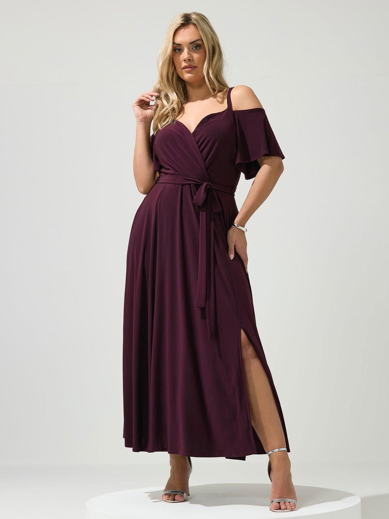 Image 1 of 4 of Yours Curve Cold Shoulder Maxi Dress