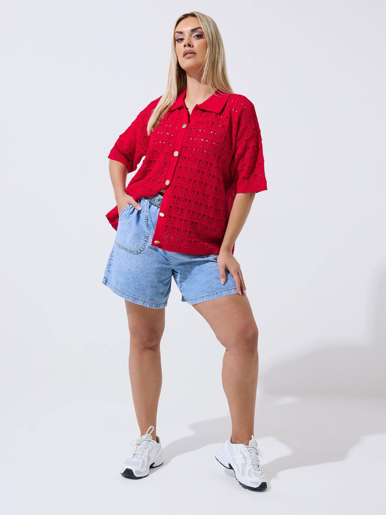 Image 3 of 4 of Yours Curve Crochet Shirt