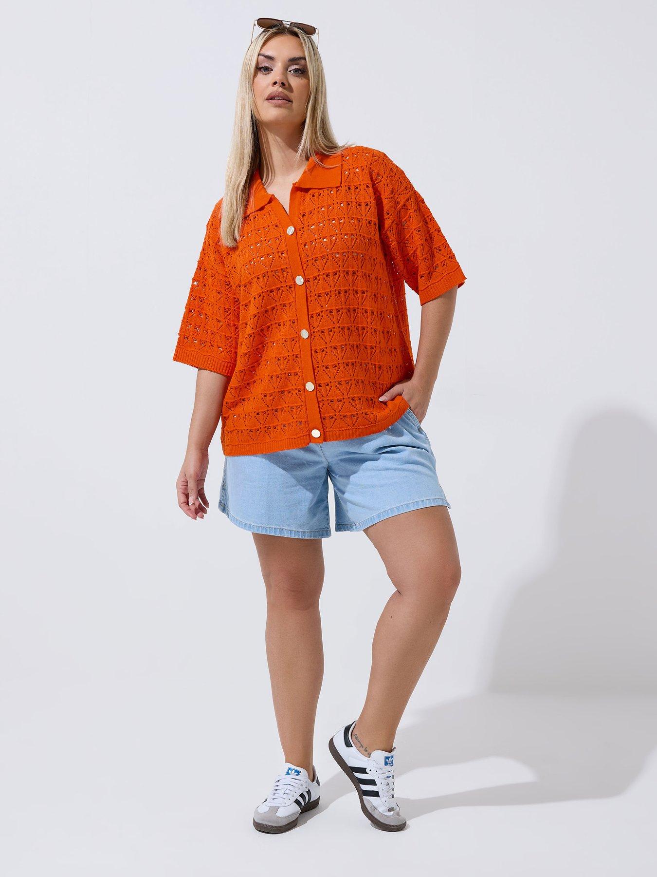 Image 3 of 4 of Yours Curve Crochet Shirt