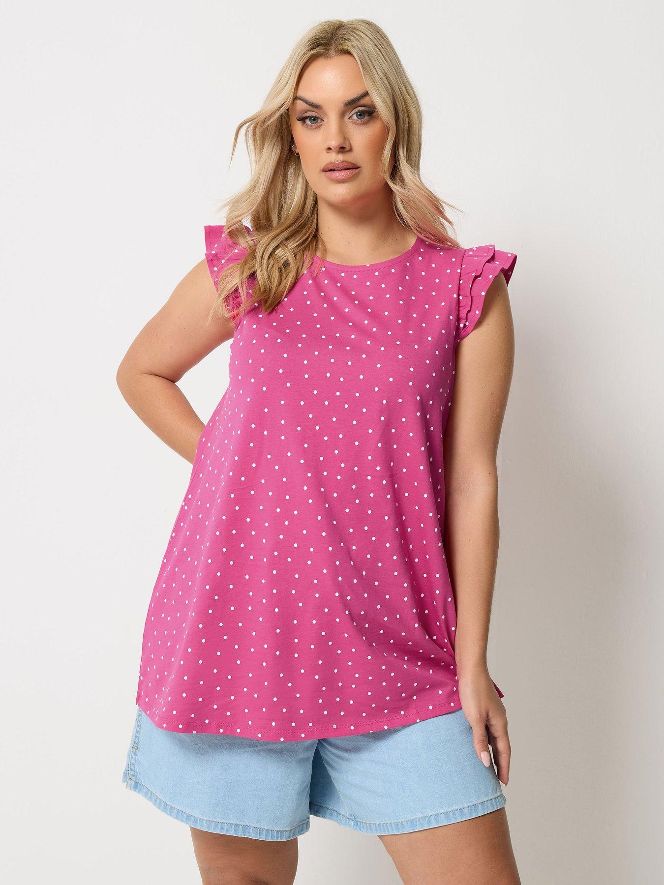 Yours Curve Frill Sleeve Vest - Pink