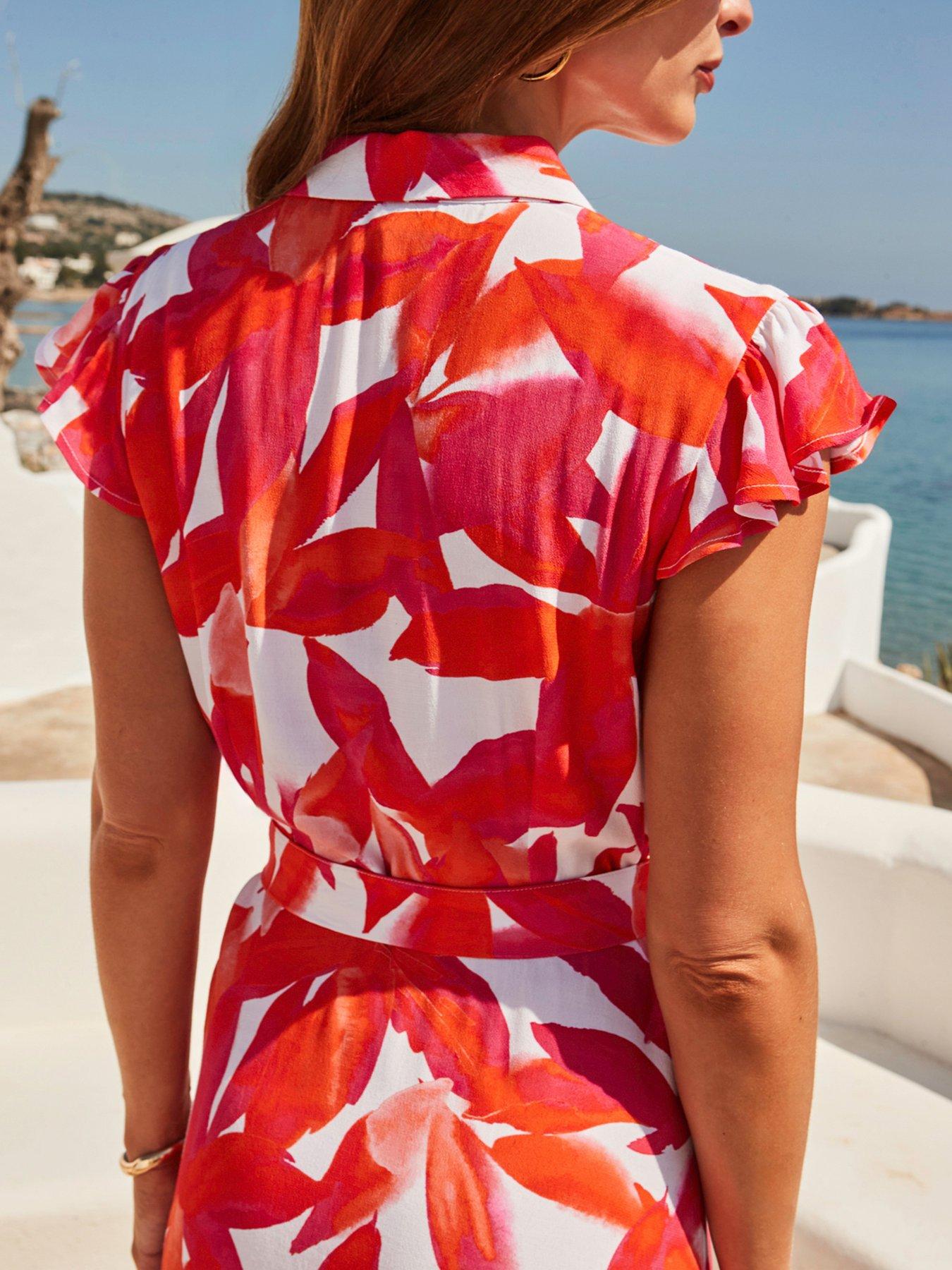 Image 5 of 5 of Sosandar Hibiscus Floral Print Shirt Dress - Multi